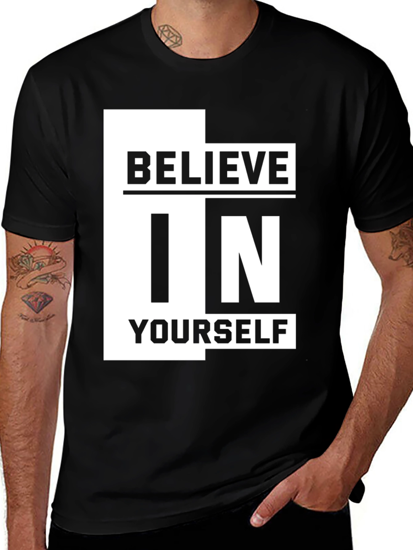 Variant 4 of Believe in Yourself Graphic Tee - Black