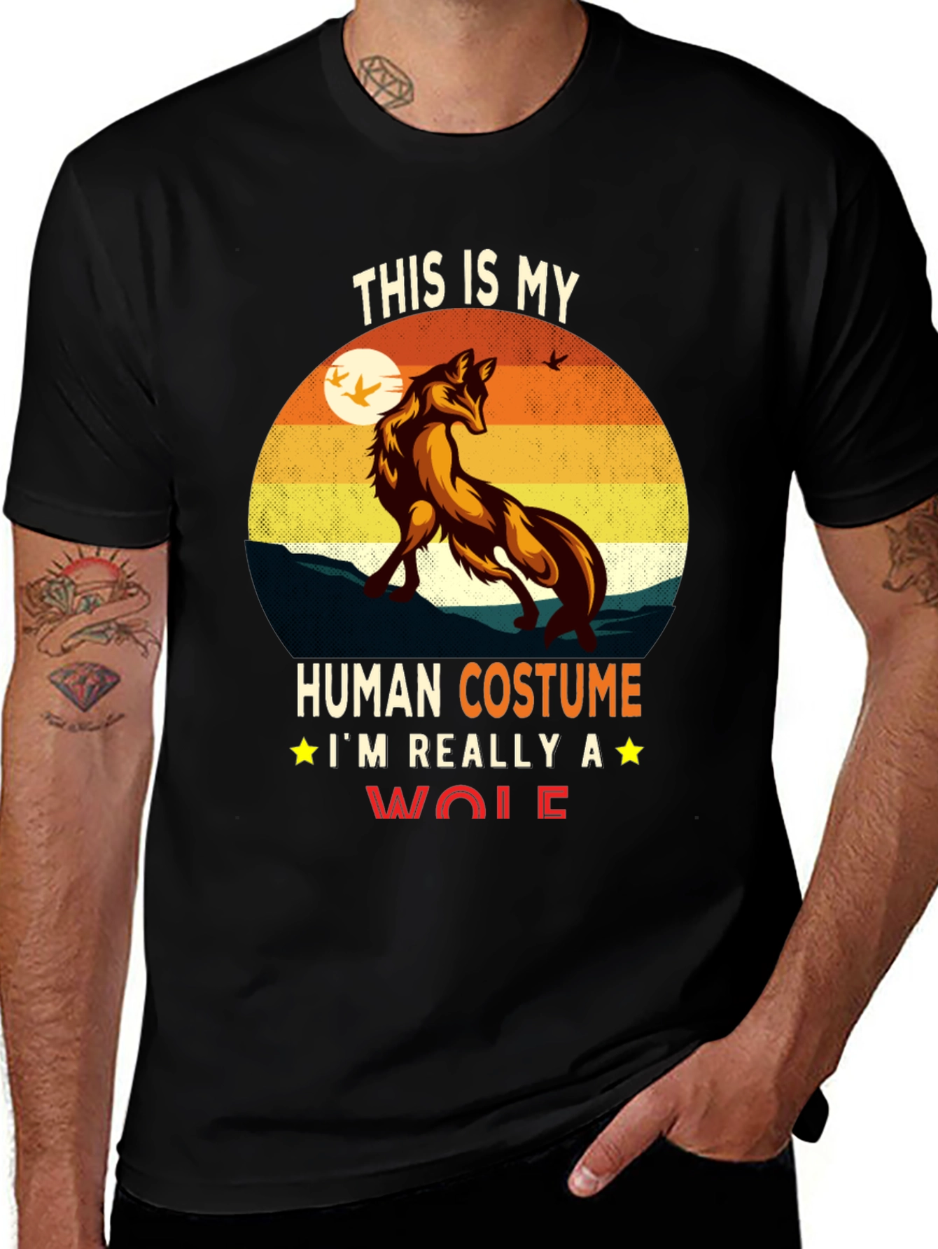 Variant 5 of Human Costume Wolf Graphic Tee