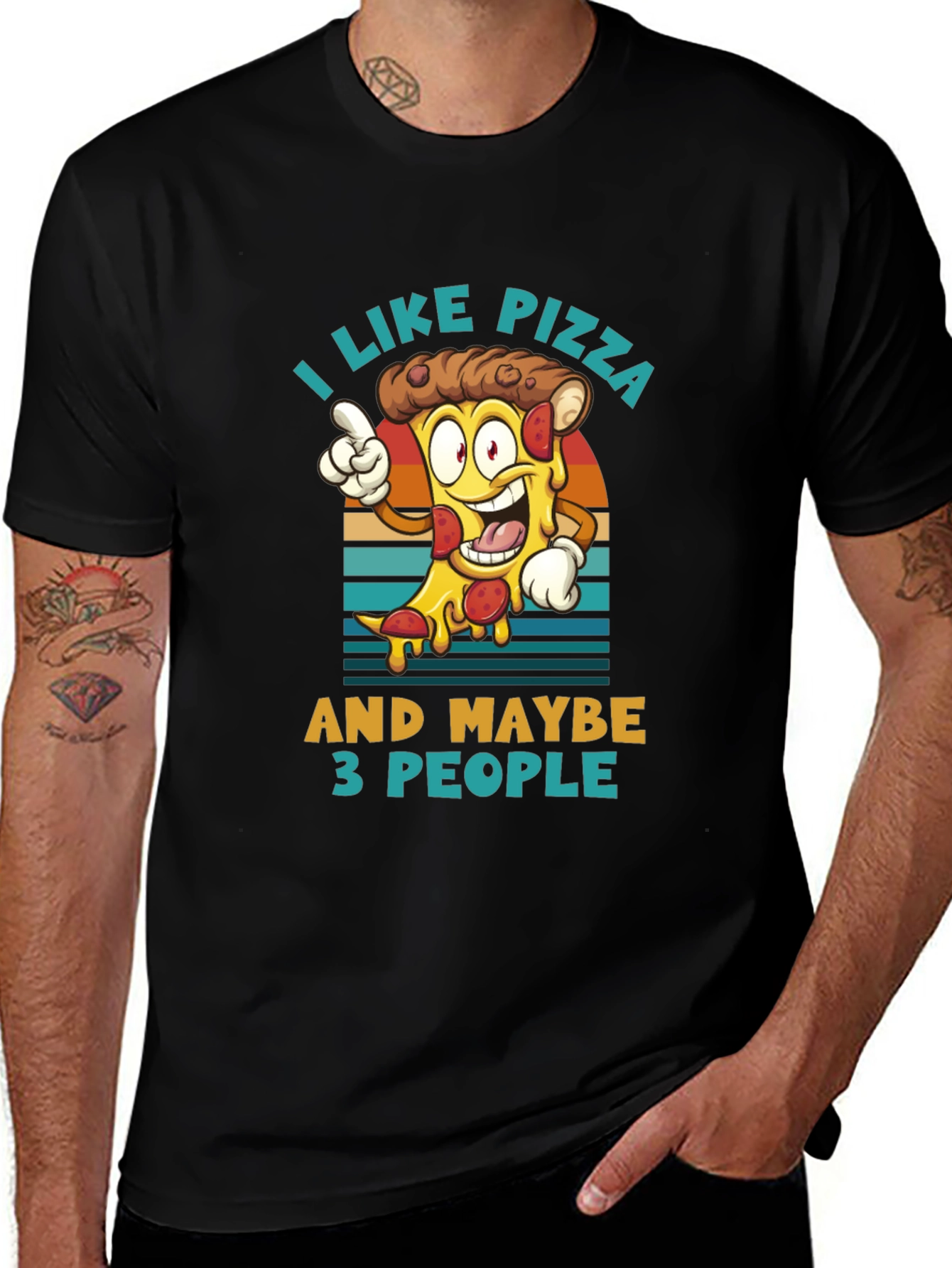 Variant 5 of Funny Pizza Lover T-Shirt - I Like Pizza & Maybe 3 People