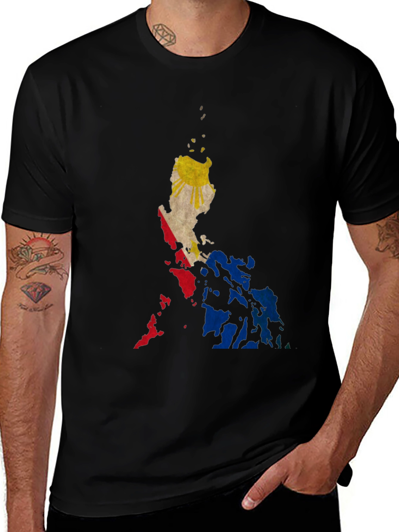 Philippine Flag Map Black T-Shirt