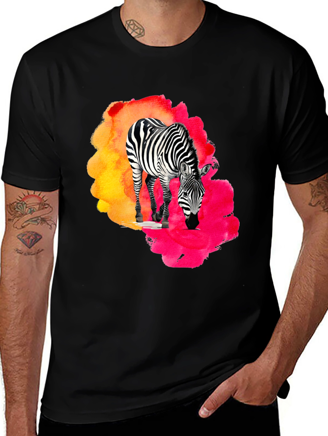 Variant 2 of Zebra Splash Graphic Tee - Black Cotton Blend