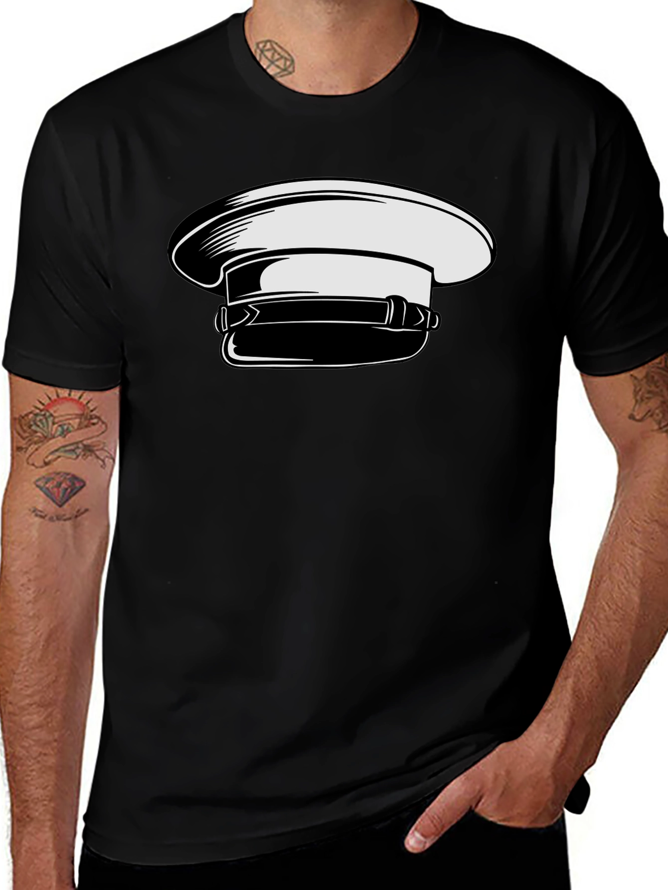 Variant 13 of Stylish Graphic Tee with Naval Cap Design