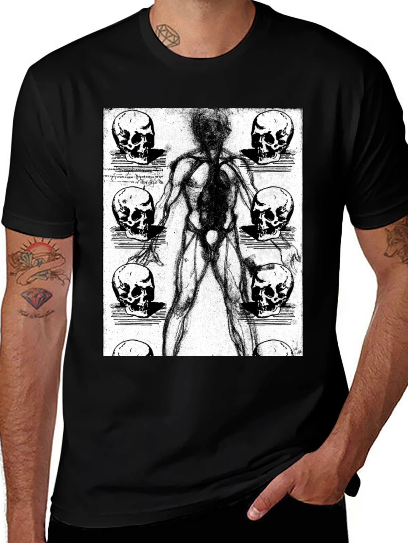 Variant 24 of Anatomical Human & Skull Graphic Tee - Black
