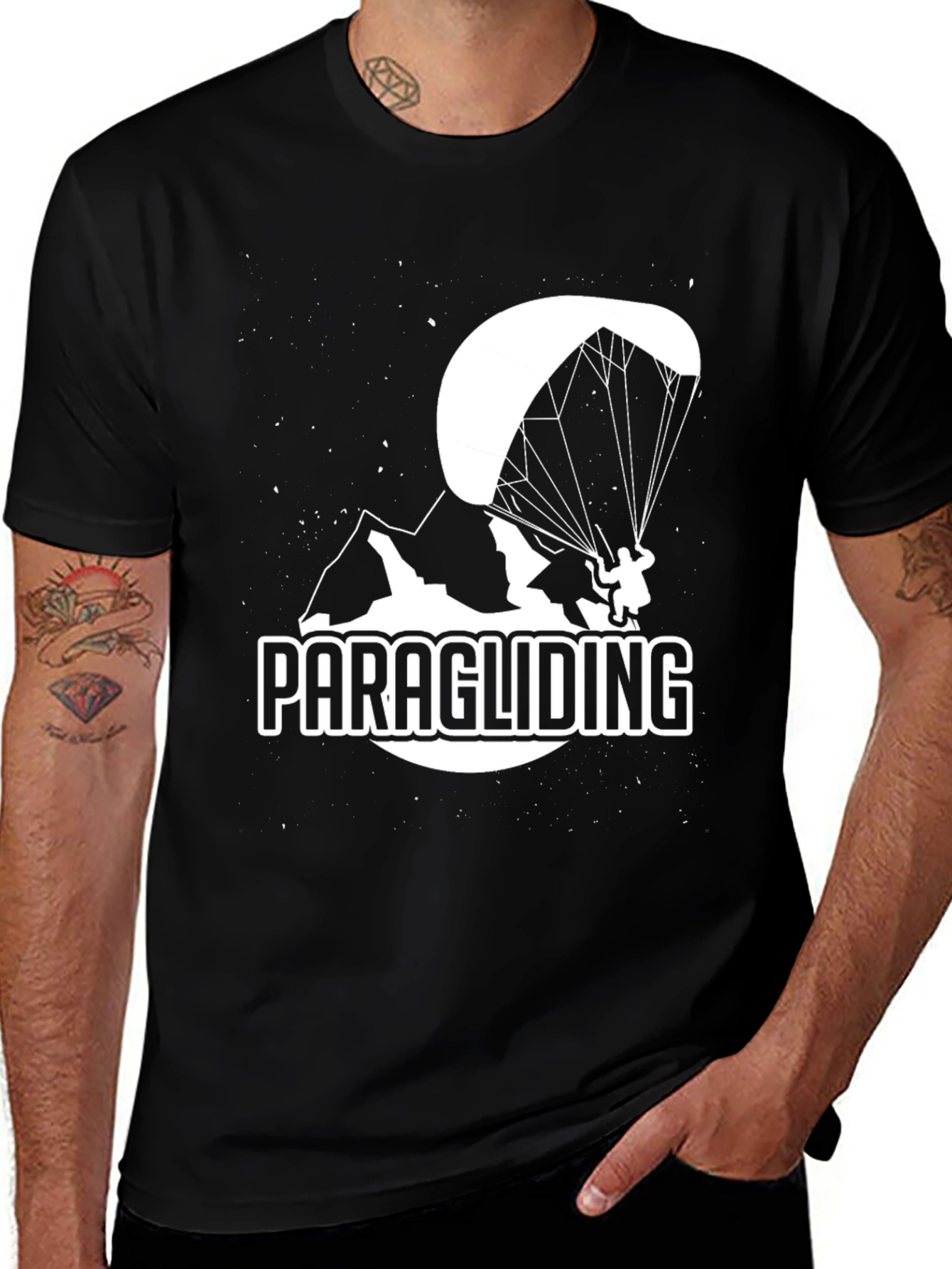 Variant 27 of Paragliding Graphic Tee - Black Cotton Shirt
