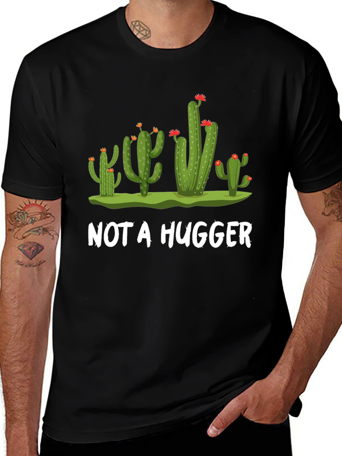 Variant 23 of Not A Hugger Cactus Graphic Tee - Soft Cotton Blend