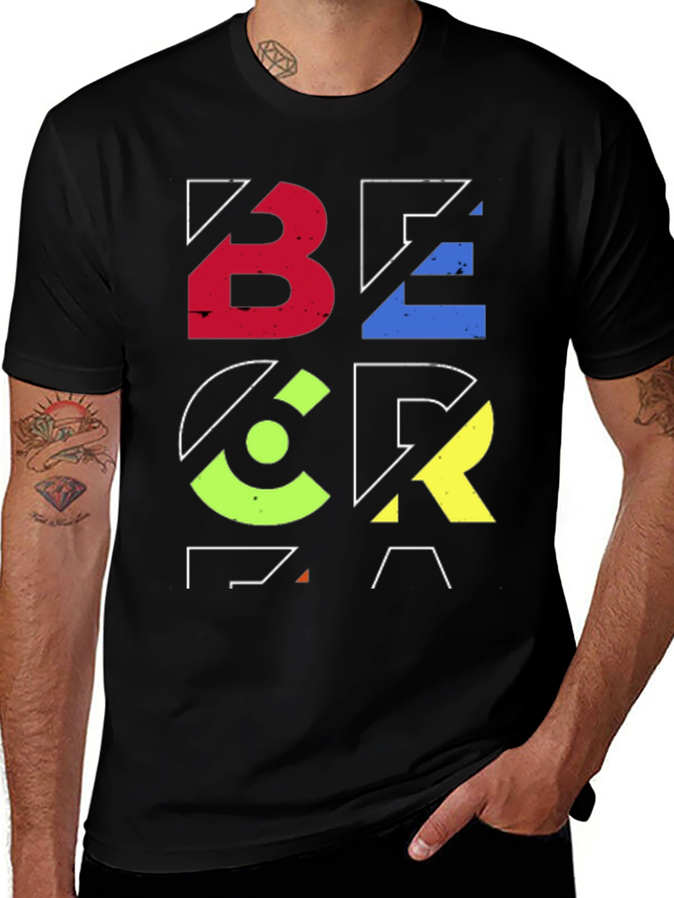 Variant 27 of Geometric Graphic Print Black T-Shirt