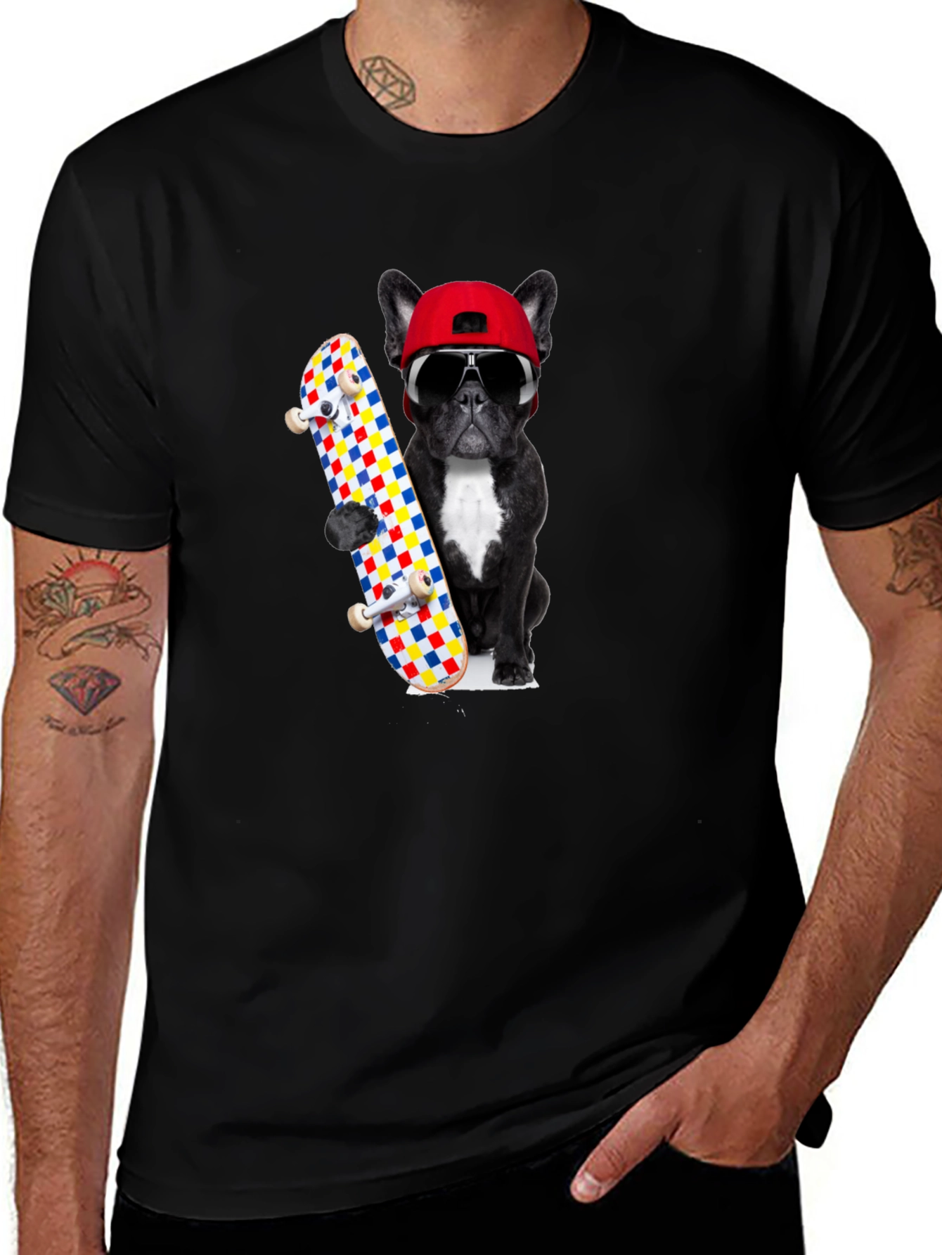 Variant 25 of Cool Dog Skateboard Graphic Tee - Black