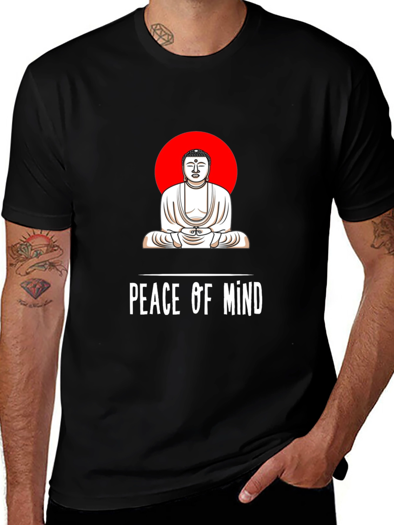 Peace of Mind Buddha Graphic Tee - Black