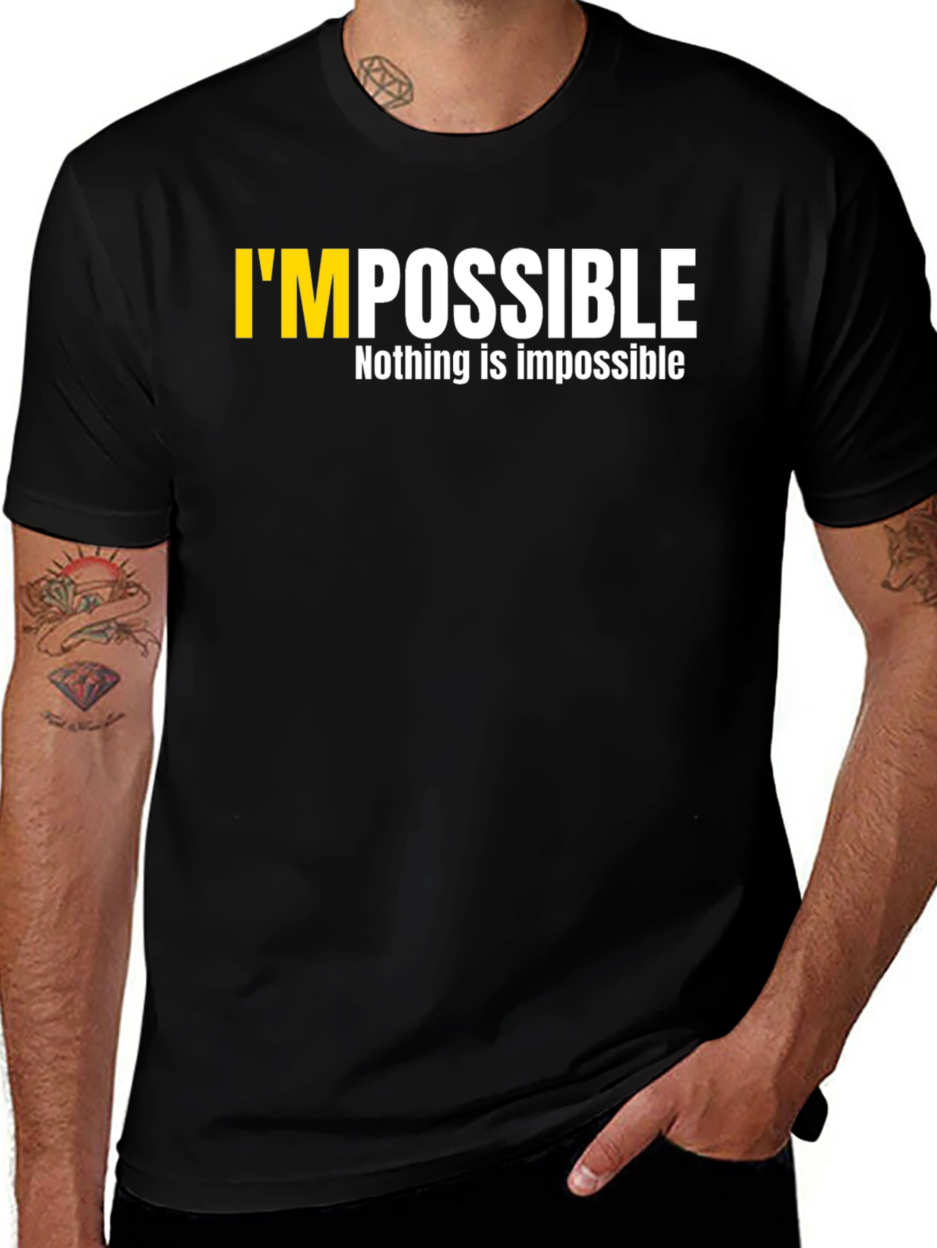 Black Motivational 'Impossible' Graphic T-Shirt - Black main image