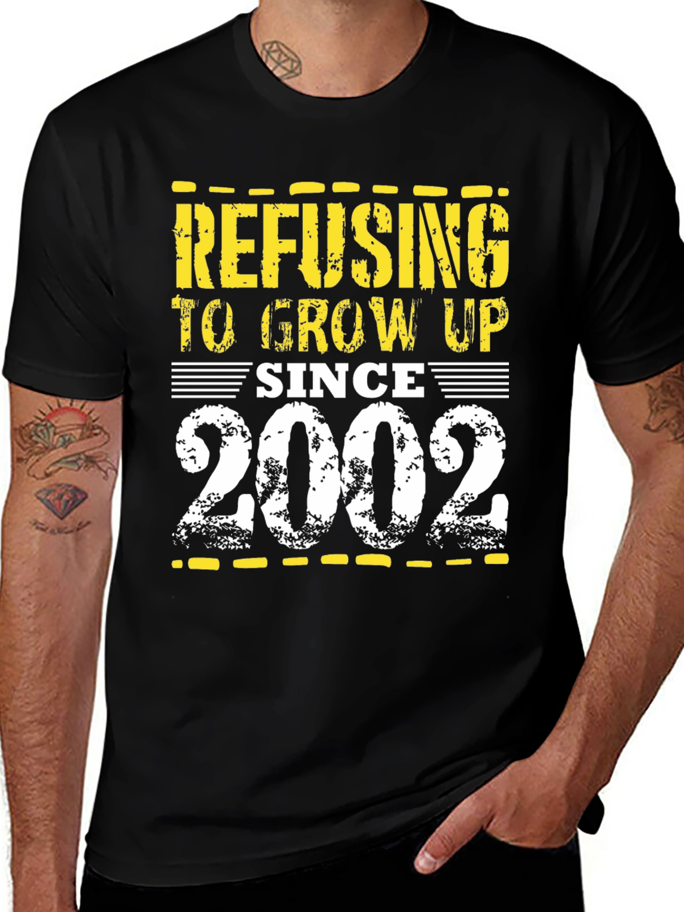 Refusing to Grow Up Since 2002 Black T-Shirt