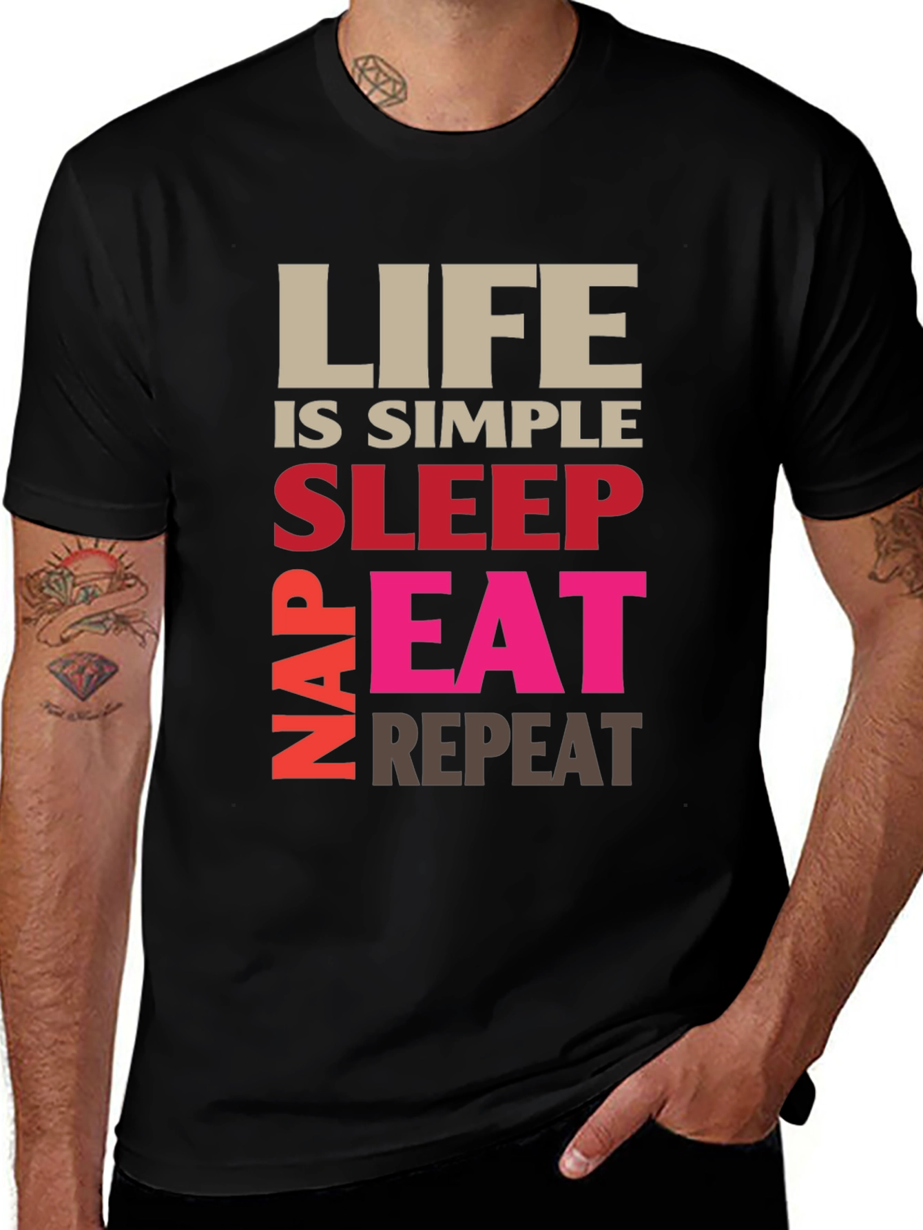 Variant 16 of Life is Simple T-Shirt Sleep Eat Nap Repeat Funny Graphic Tee