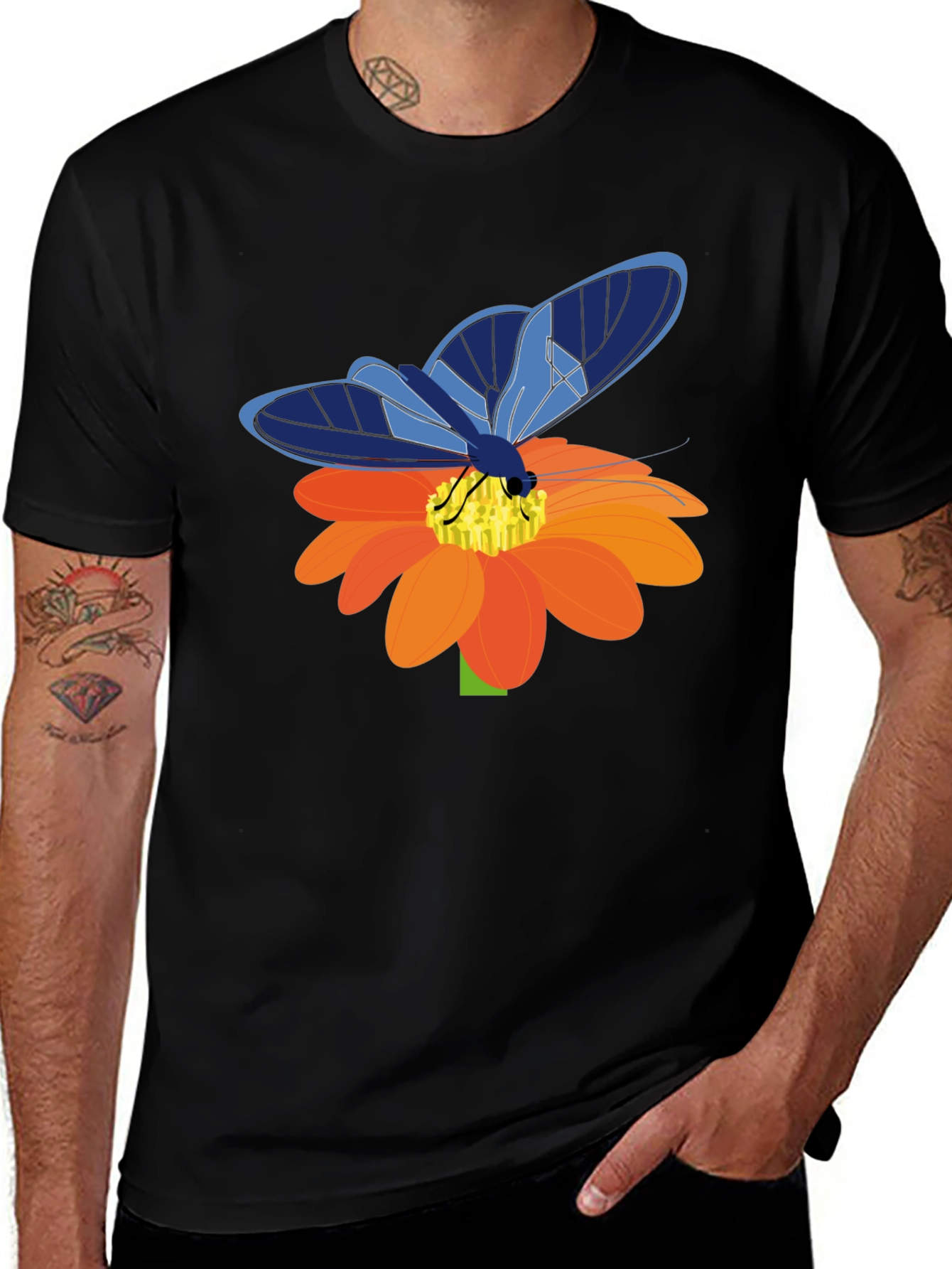 Variant 21 of Butterfly on Flower Graphic T-Shirt