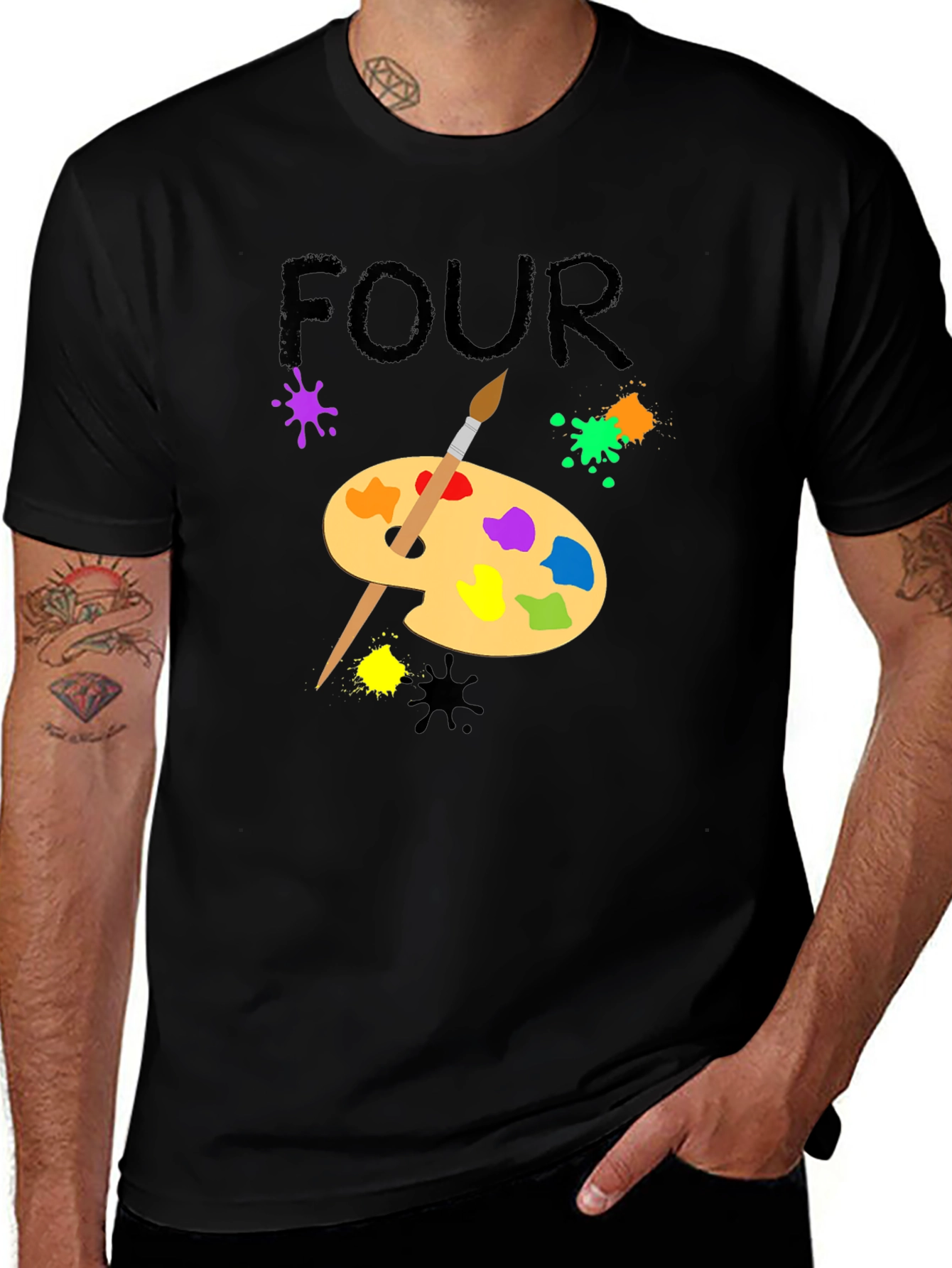 Variant 15 of Painter Four Birthday Black T-Shirt