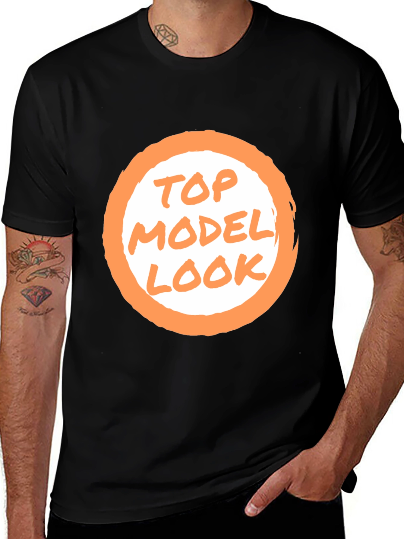 Variant 28 of Top Model Look Black Graphic Tee