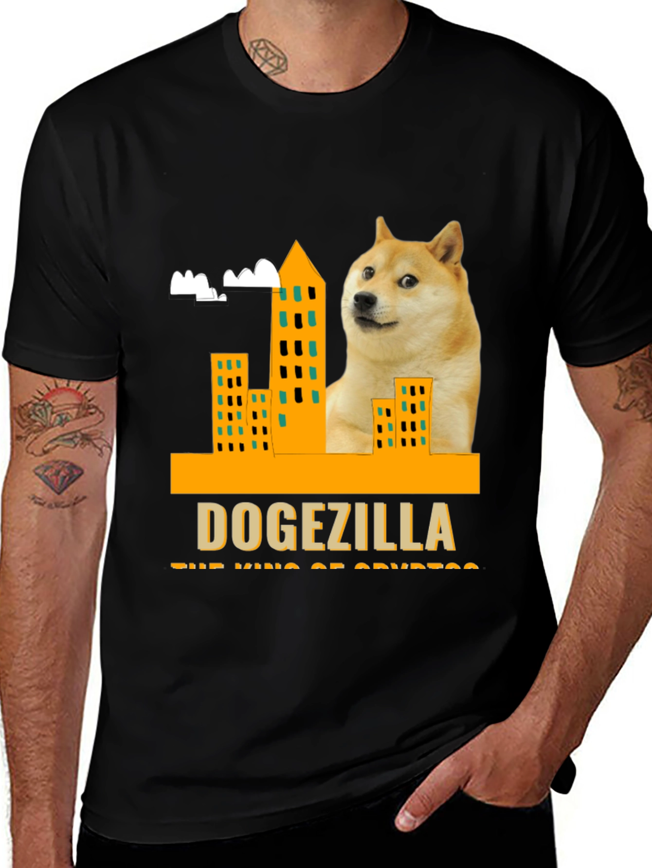 DOGEZILLA T-Shirt - King of Crypto Black Tee