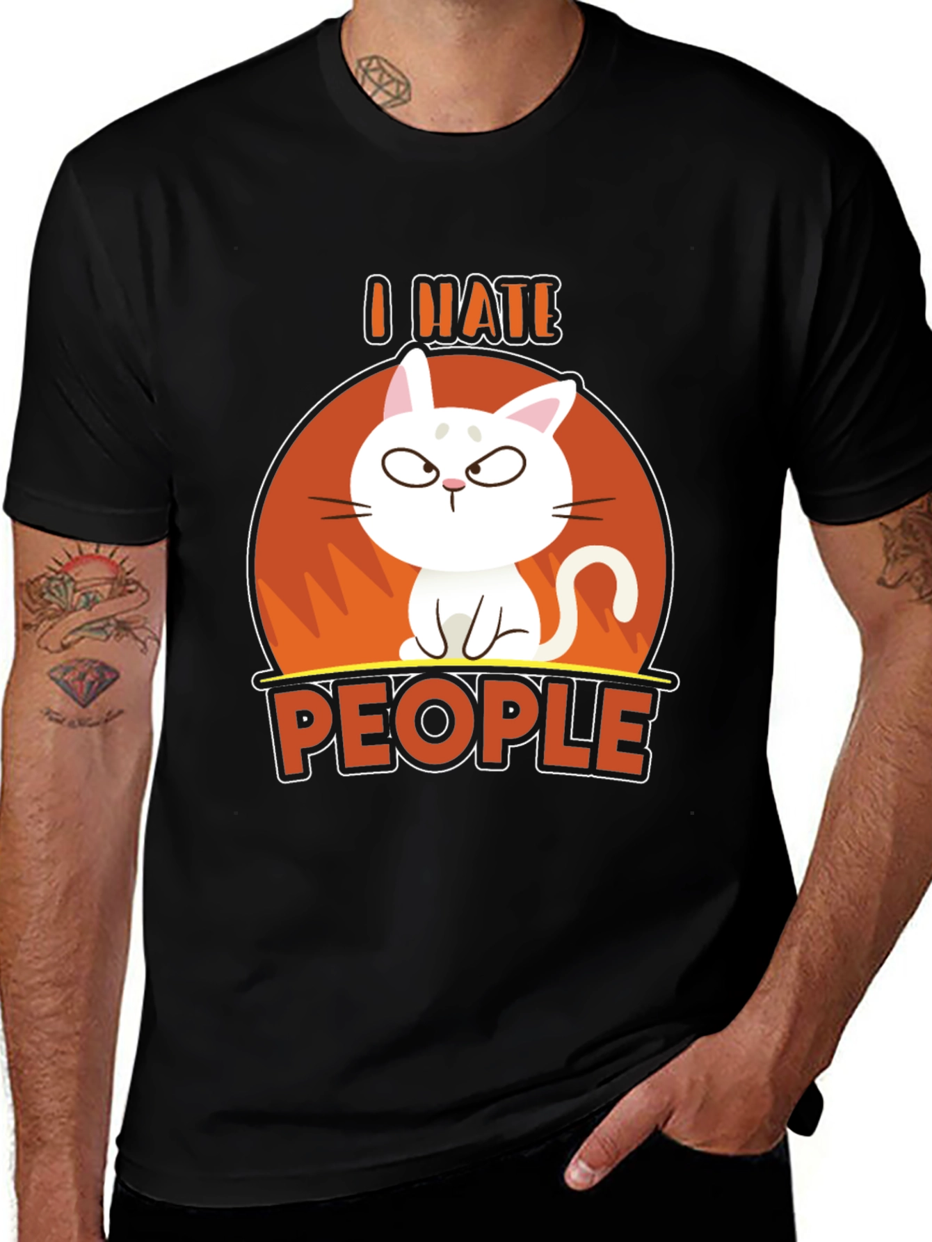 Variant 22 of I Hate People Cat Graphic T-Shirt