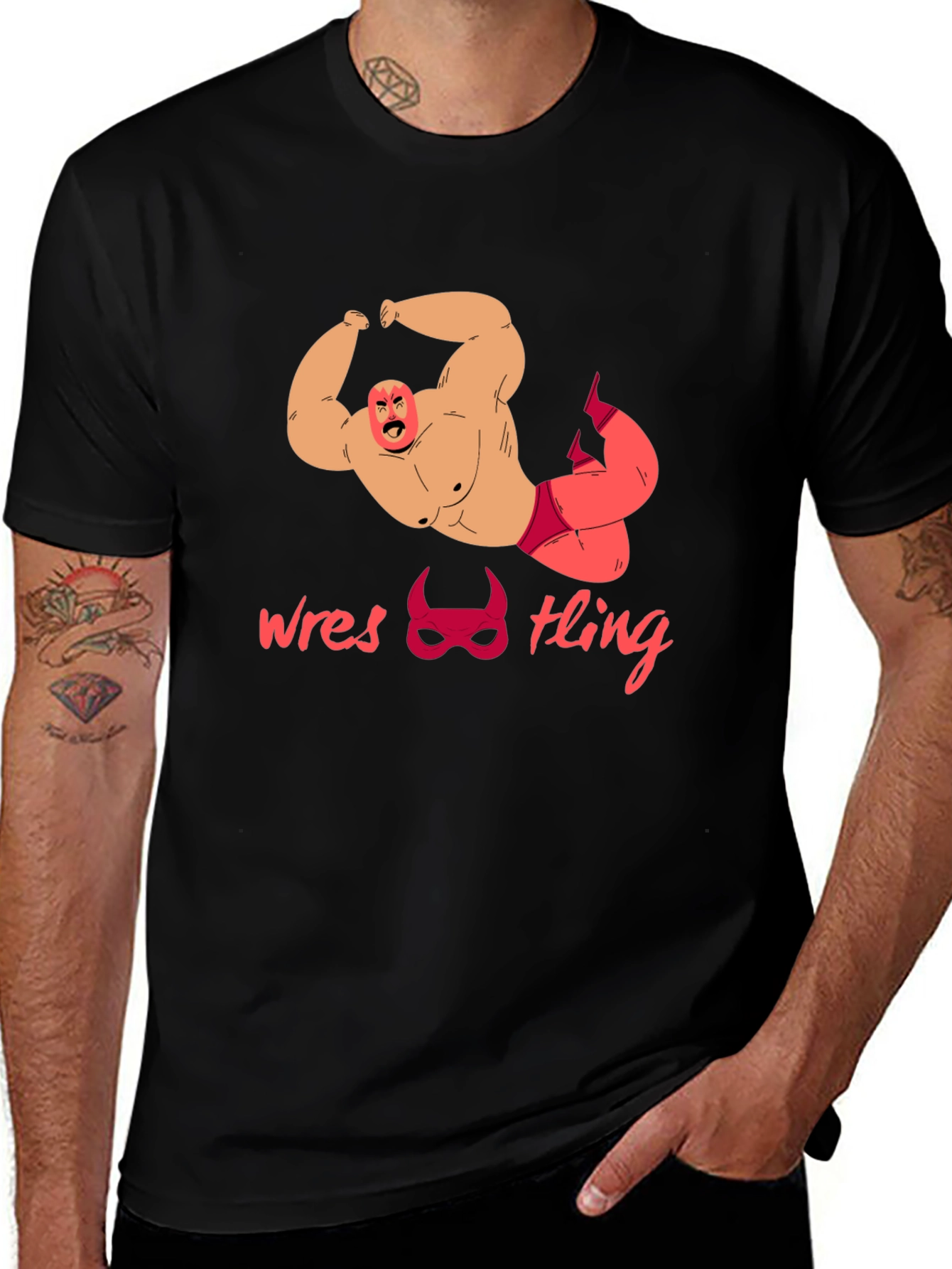 Variant 12 of Wrestling Graphic Tee - Bold Wrestler Design