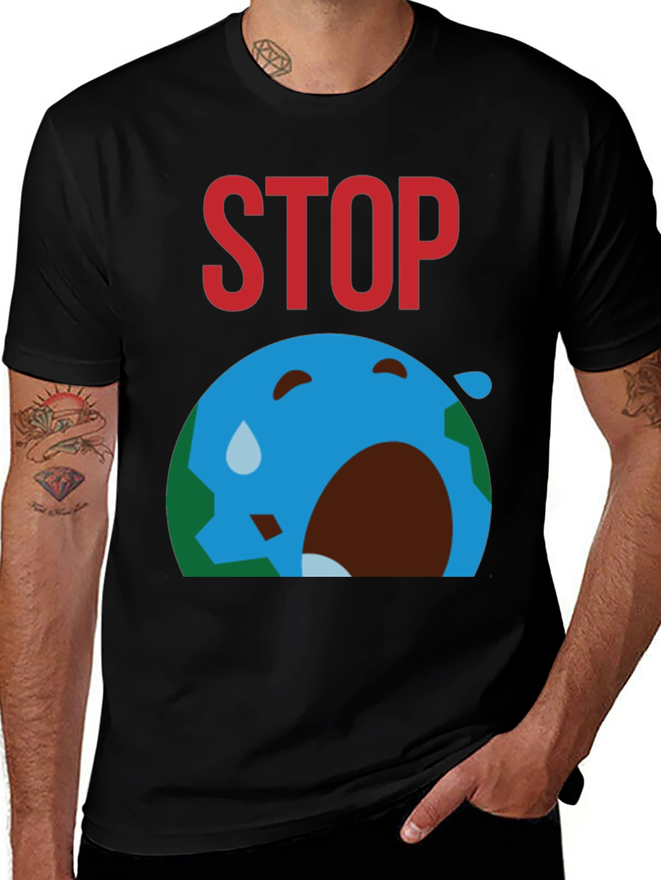 Variant 2 of Stop Hurting Earth T-Shirt - Environmental Awareness Tee