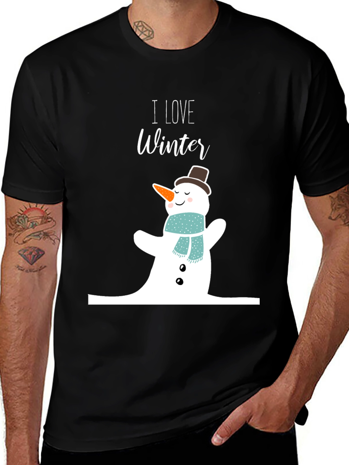 Variant 28 of I Love Winter Snowman Graphic Tee
