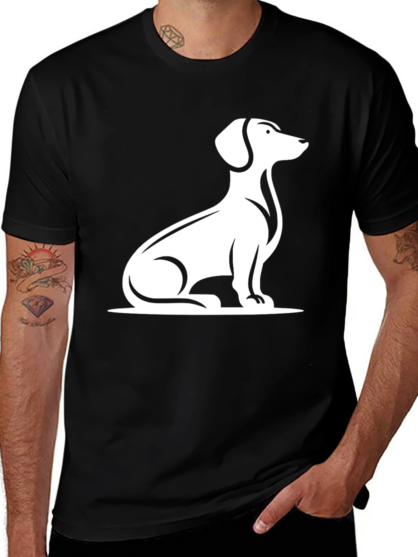 Variant 9 of Dachshund Dog Graphic Tee - Black Cotton T-Shirt