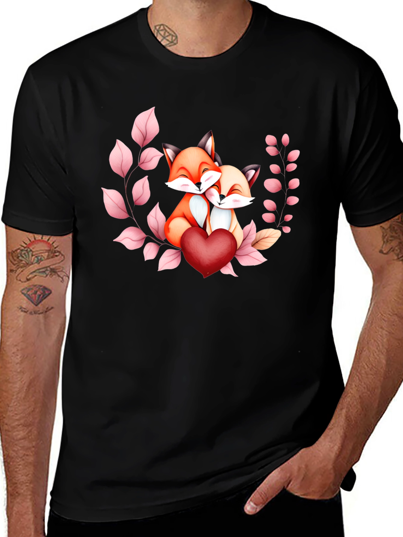 Variant 7 of Foxes In Love T-Shirt - Heartwarming Design