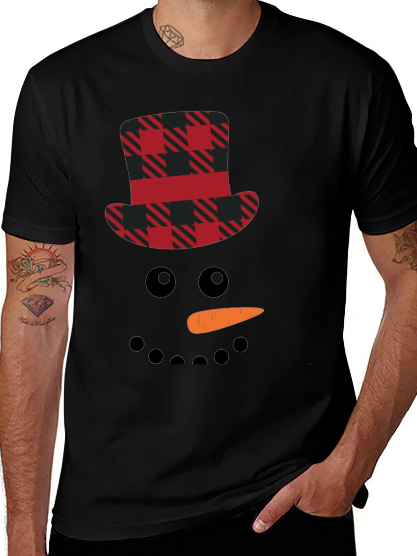 Variant 23 of Plaid Snowman Face Graphic Tee