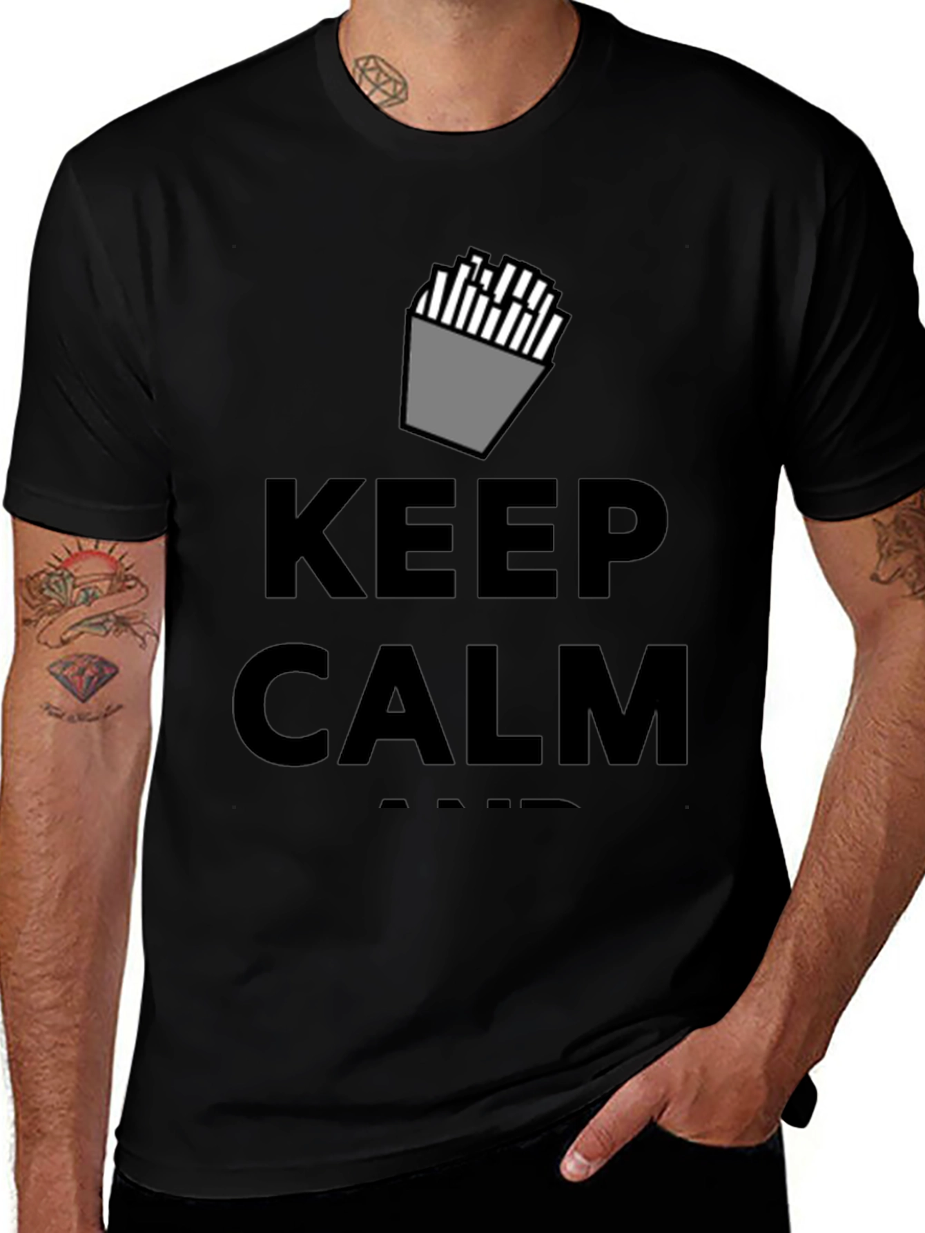 Variant 16 of Keep Calm and Eat Fries Black T-Shirt