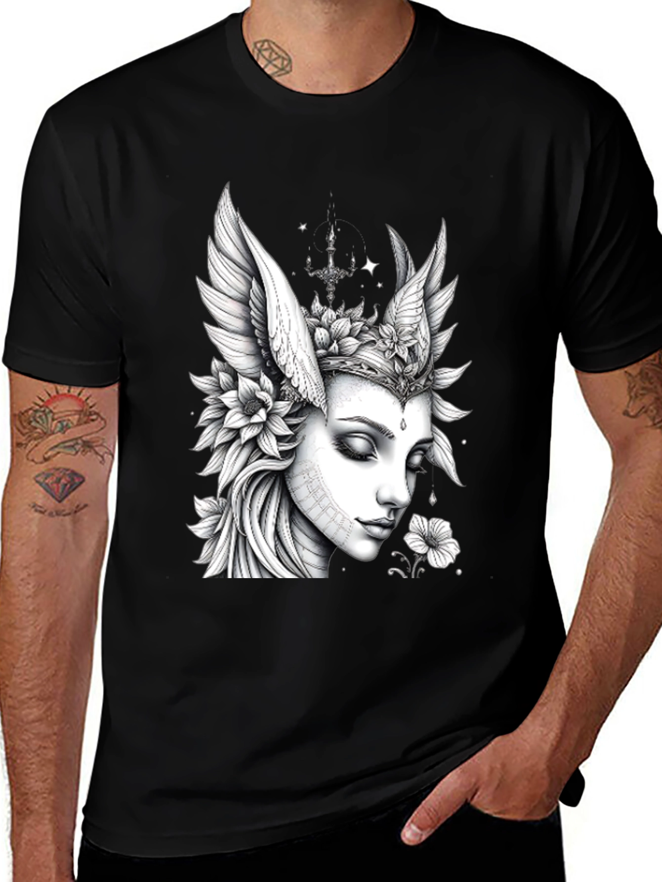 Variant 19 of Artistic Angel Woman Graphic Black T-Shirt