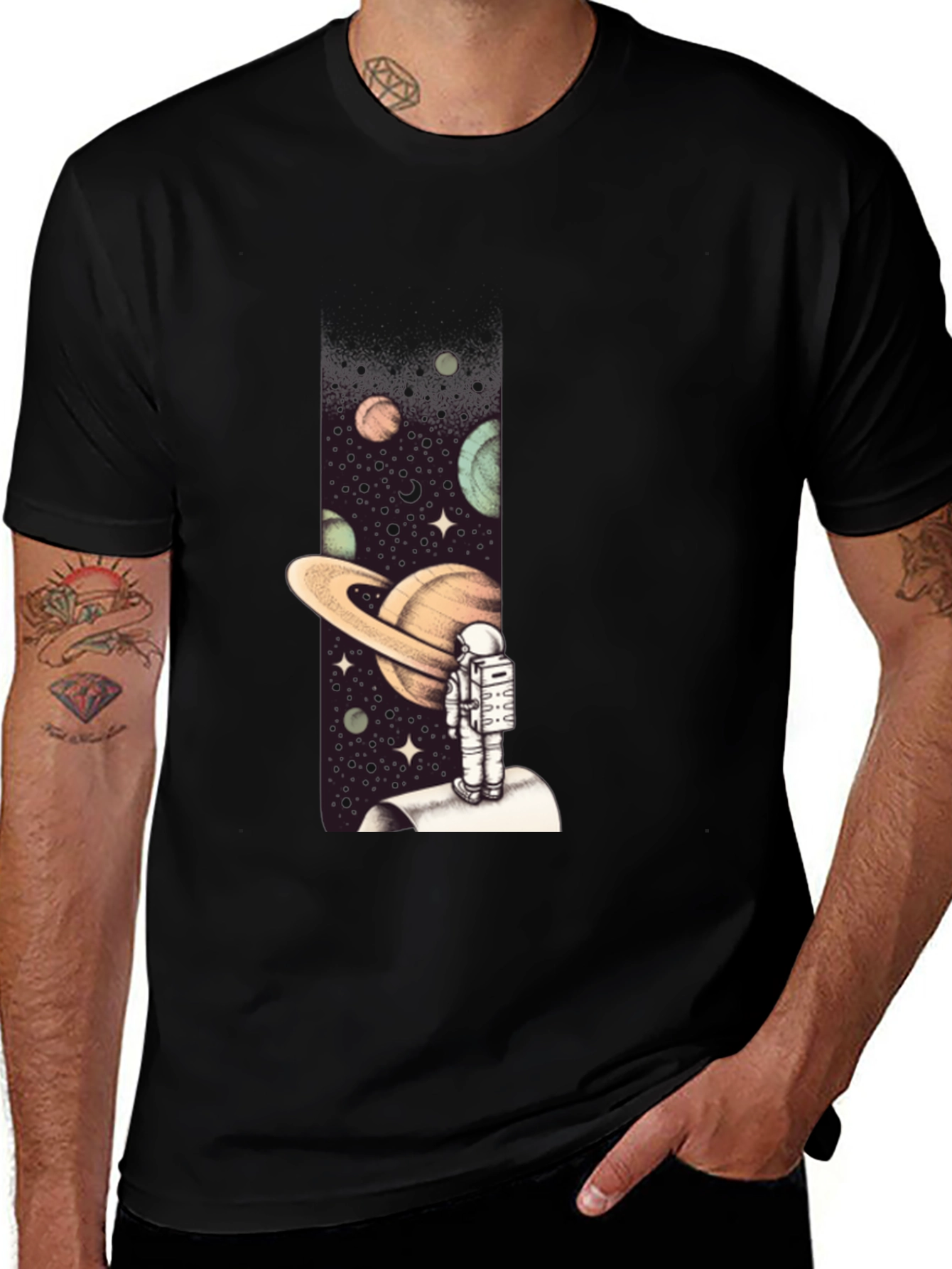 Variant 3 of Astronaut in Space Graphic Tee - Black
