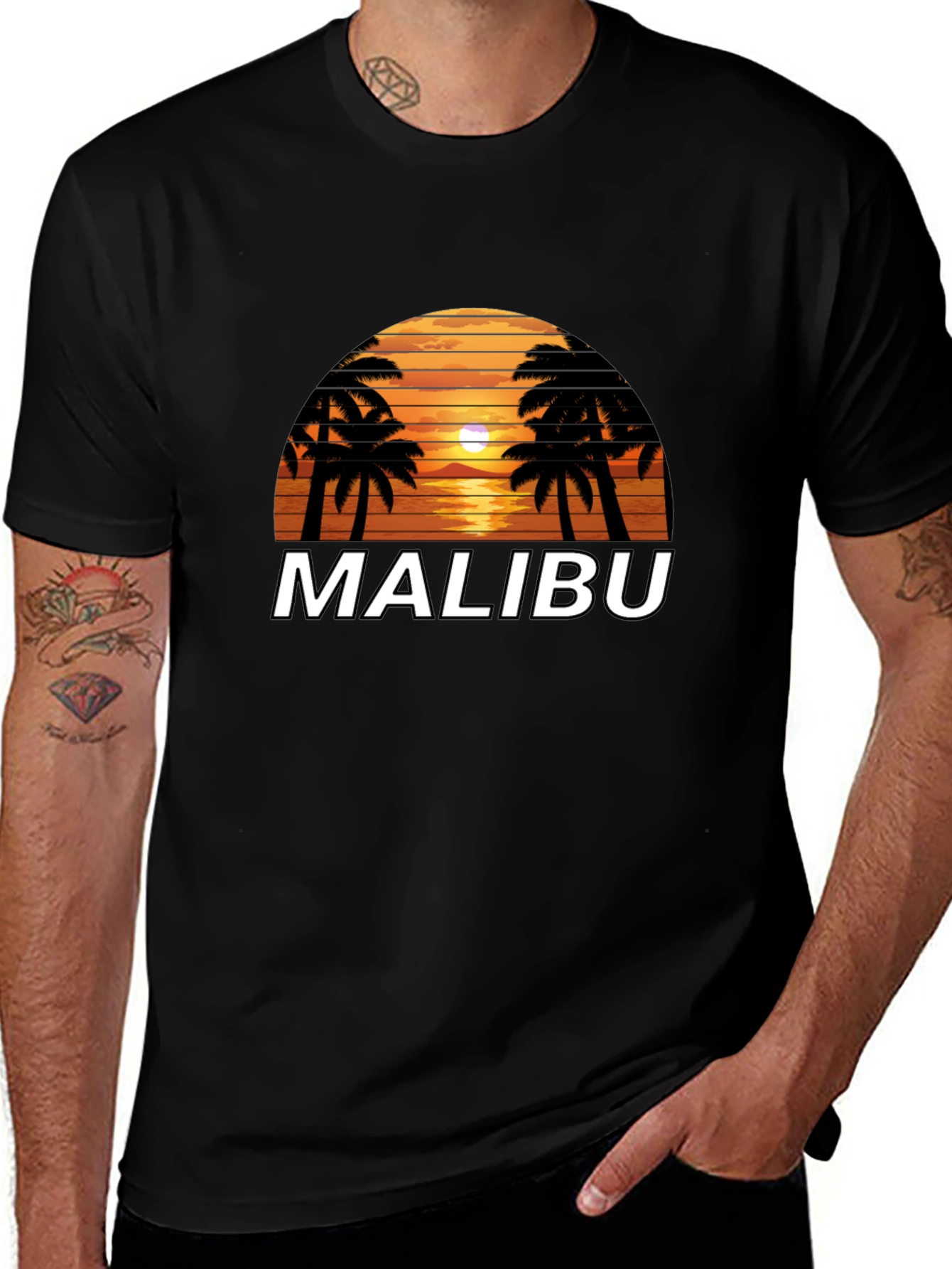 Malibu Palm Tree Sunset Graphic Tee