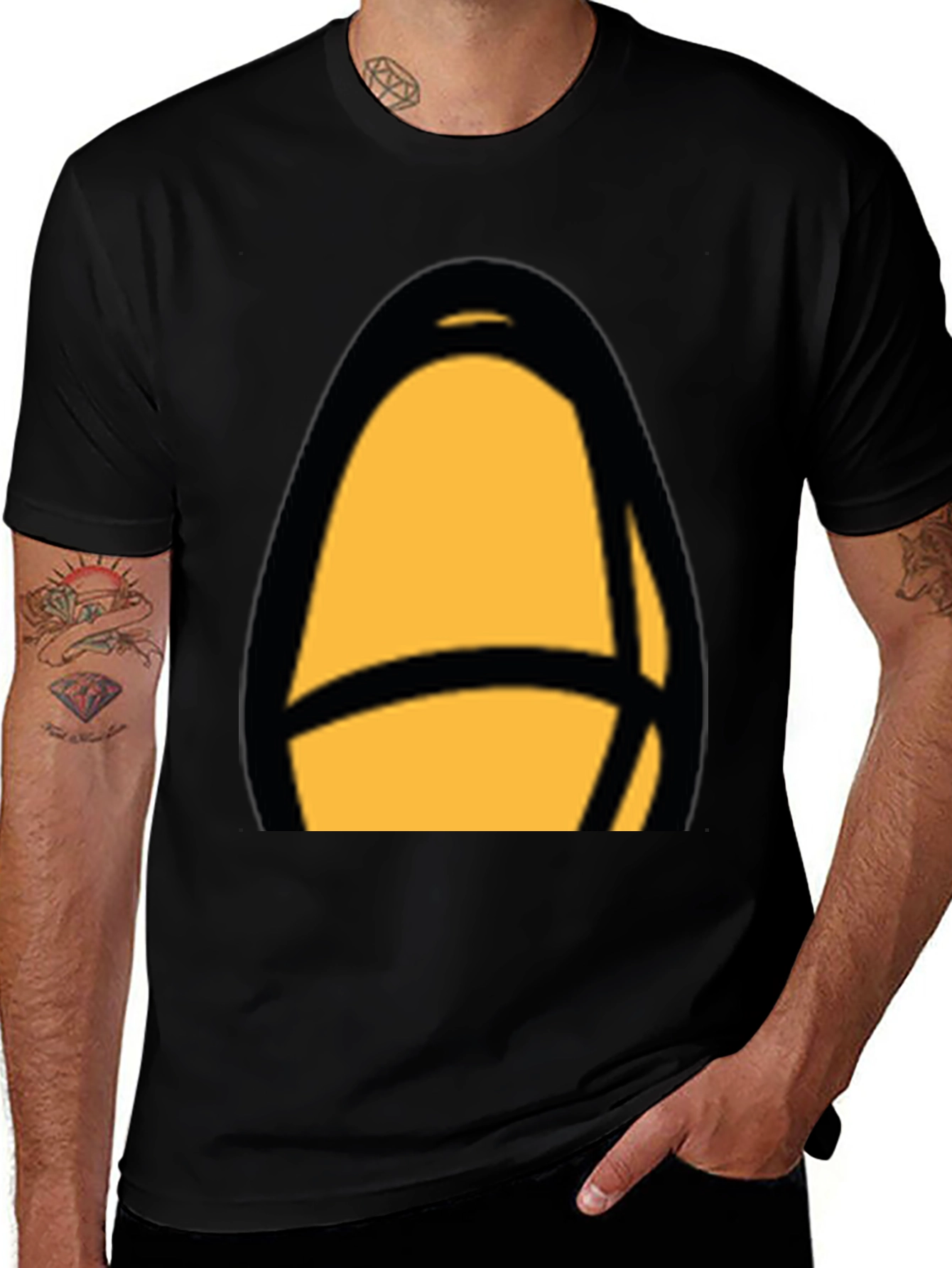 Variant 14 of Black T-Shirt with Abstract Yellow Design