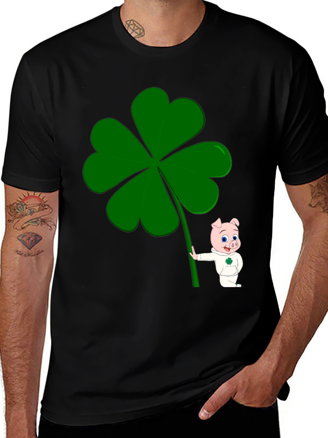 Variant 23 of Lucky Piggy Clover Graphic Tee