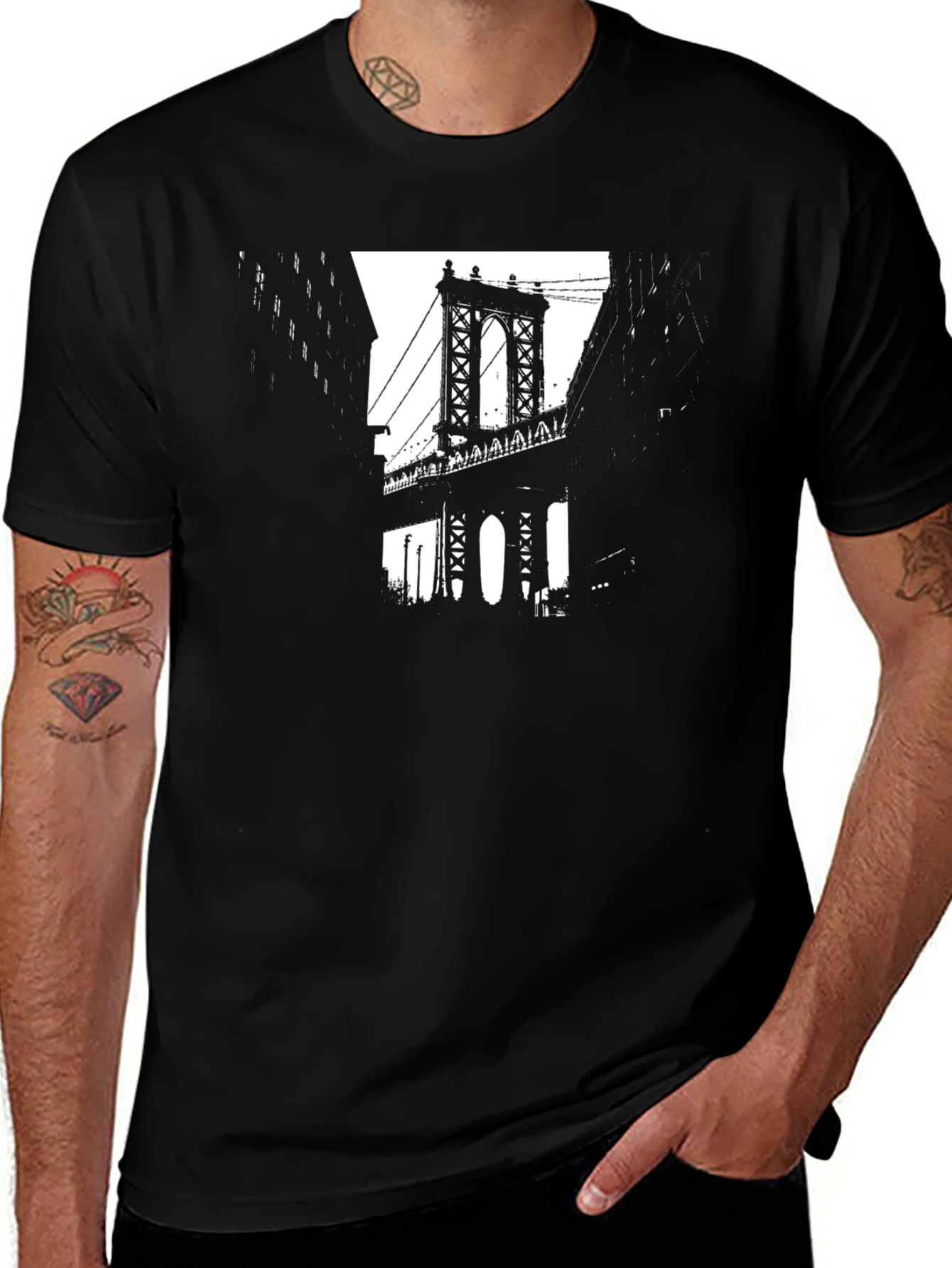NYC Bridge Black Graphic Tee