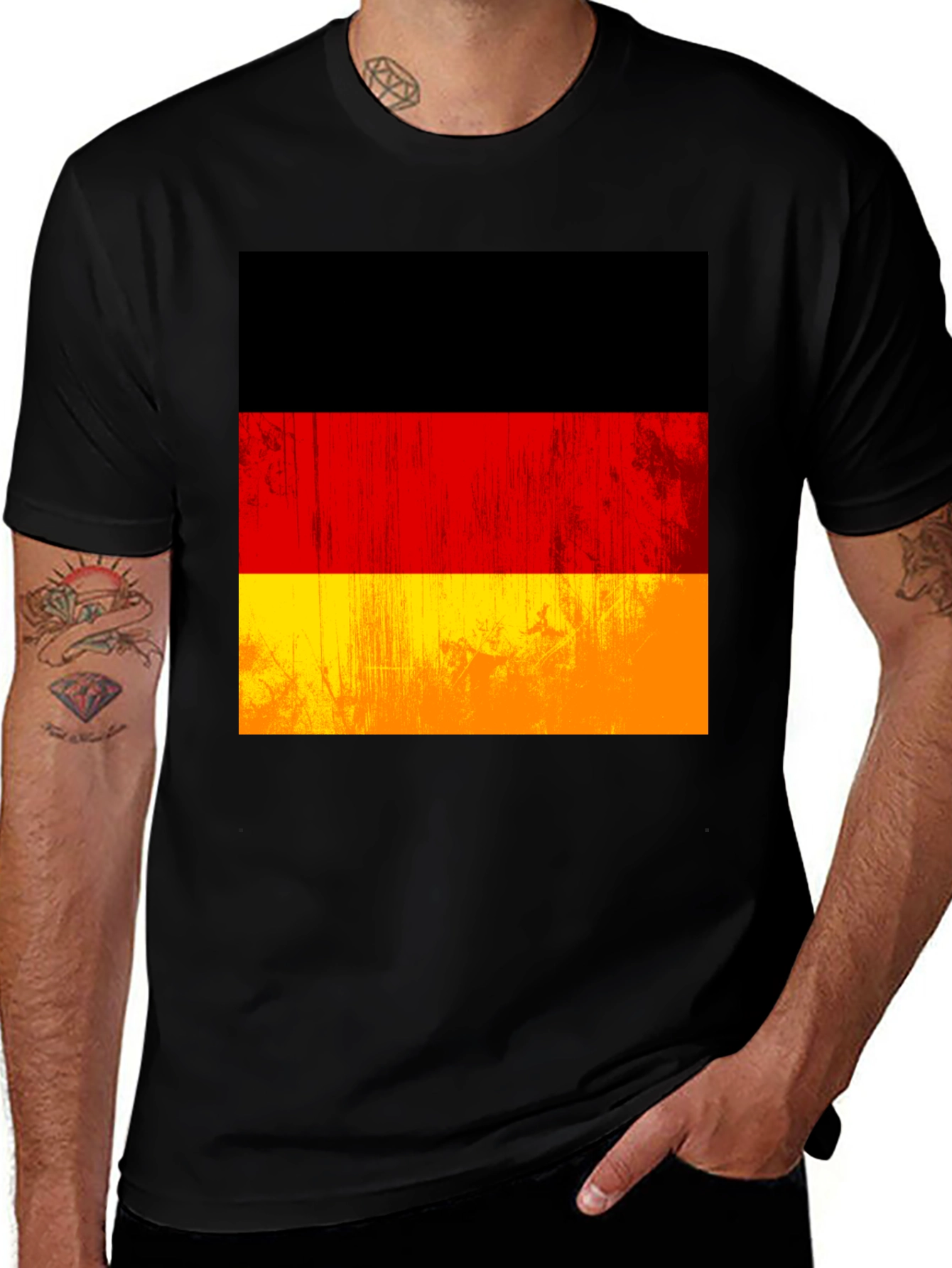 Germany Flag Graphic Tee - Black Short Sleeve T-Shirt