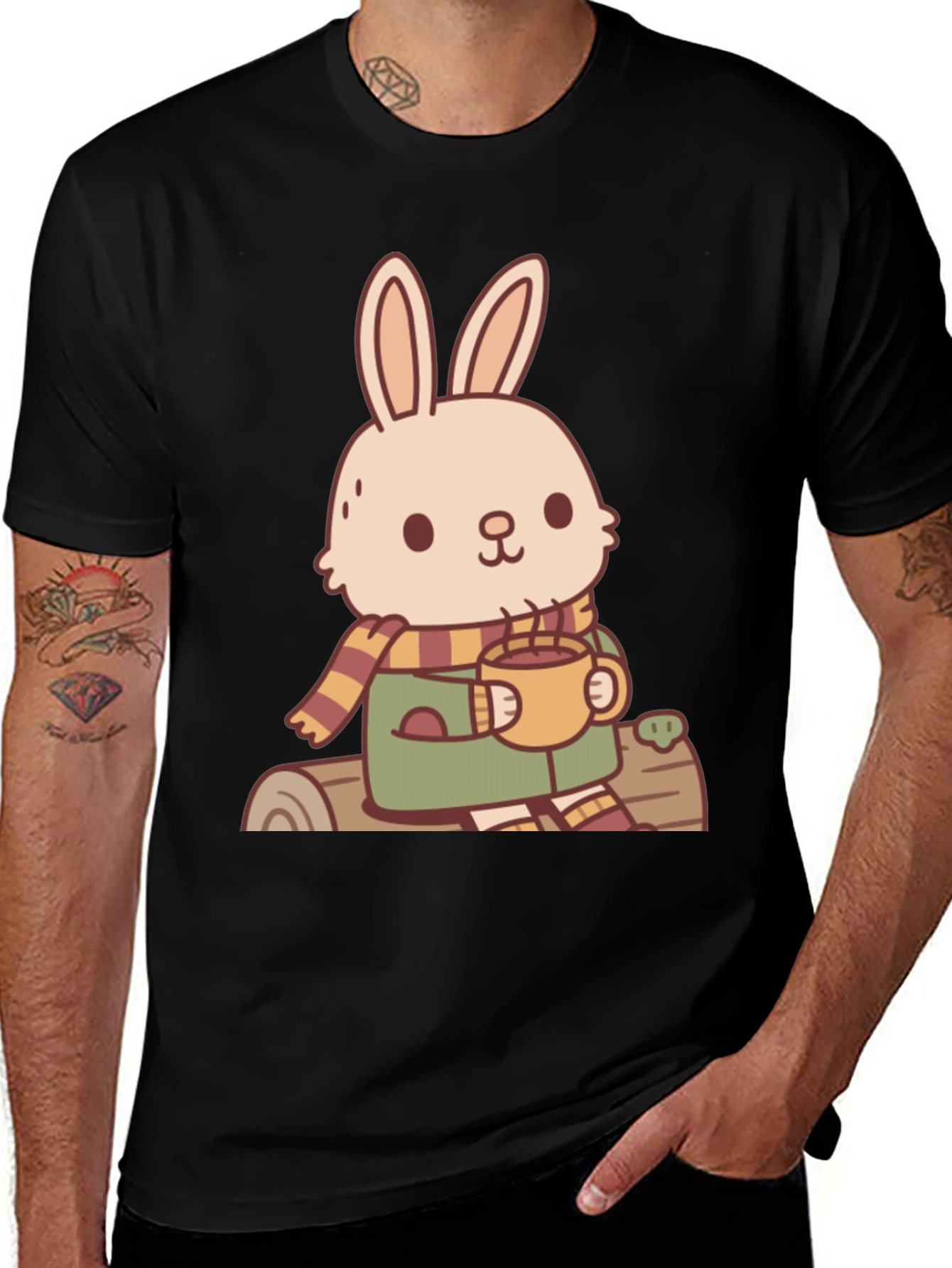 Variant 6 of Cute Bunny Drinking Cocoa T-Shirt