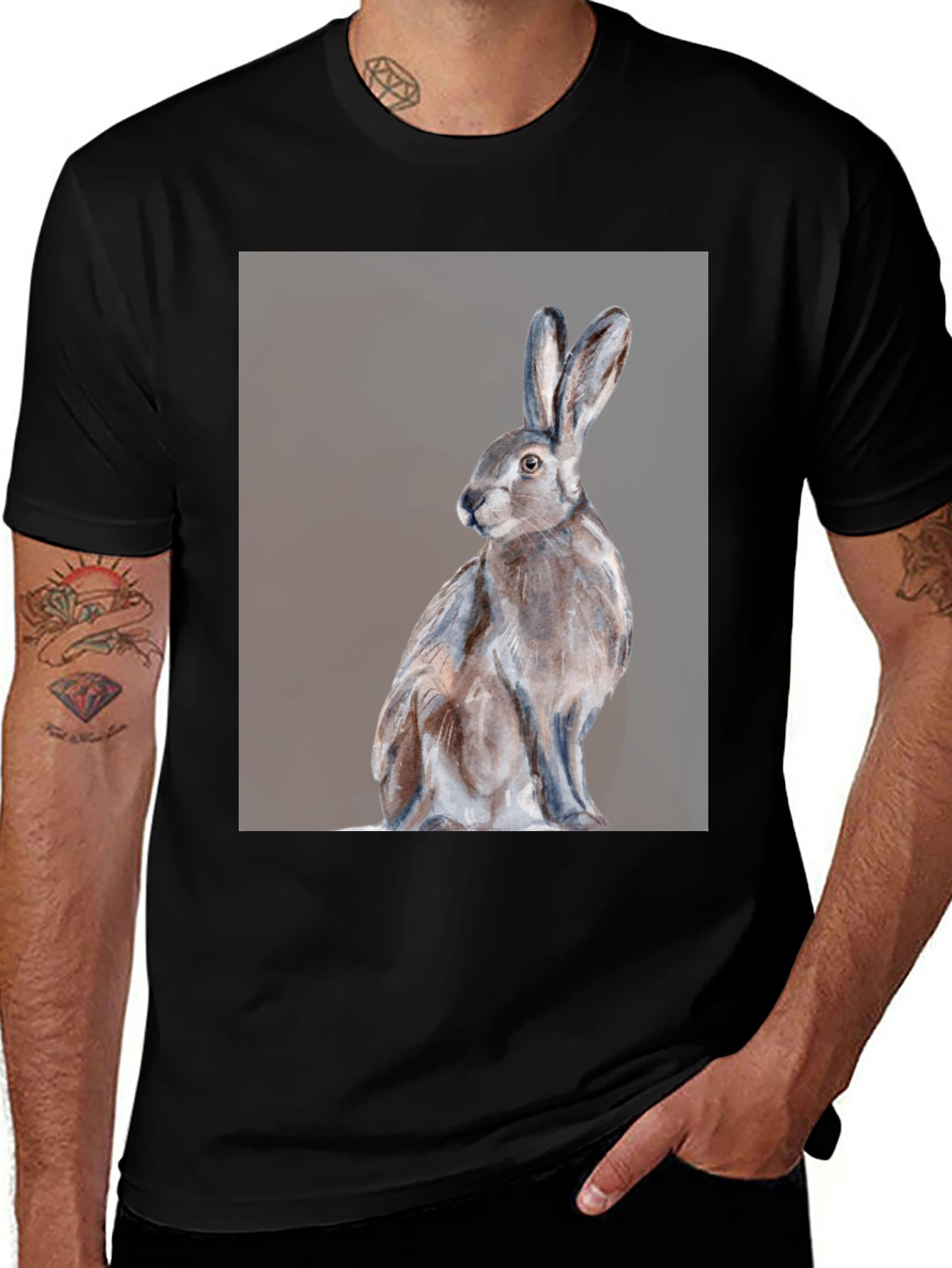 Variant 3 of Hare Graphic Tee - Unique Animal Print T-Shirt