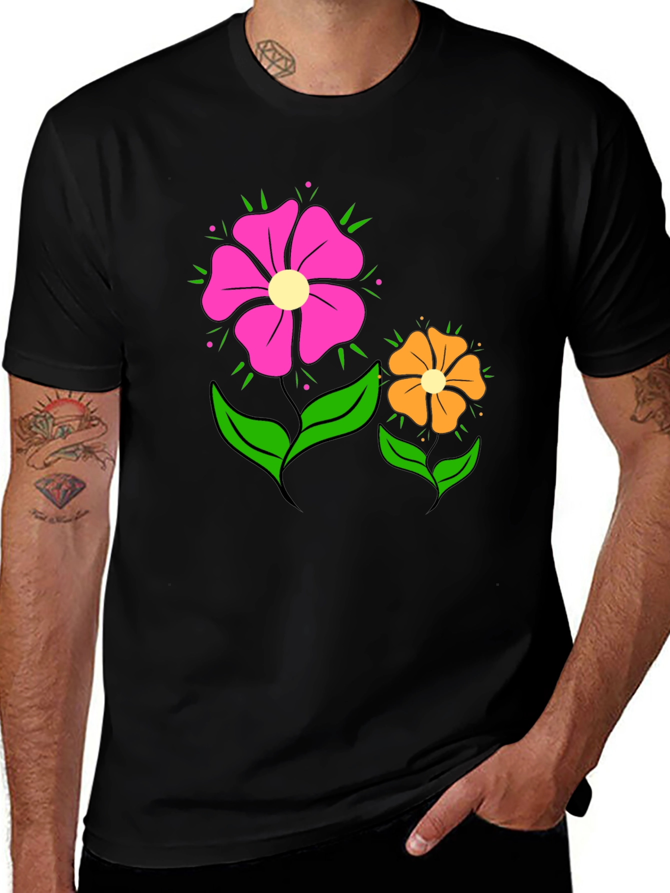 Variant 3 of Floral Graphic T-Shirt - Funky Flower Power Tee
