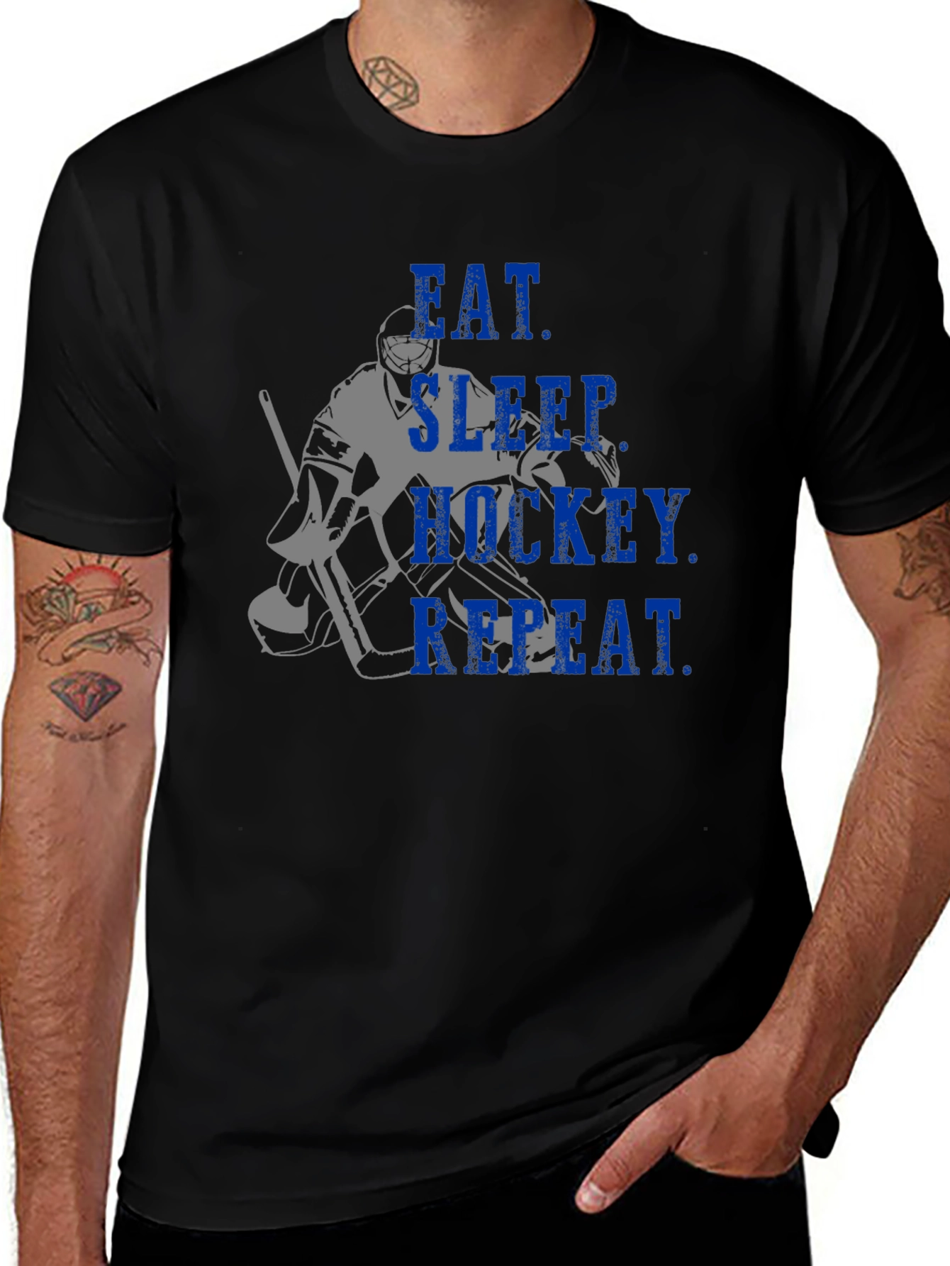 Variant 4 of Eat Sleep Hockey Repeat T-Shirt