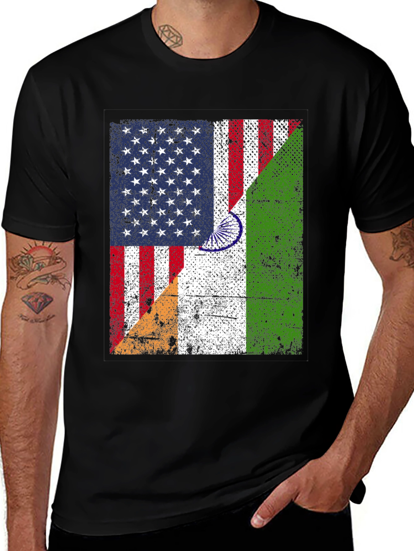 Variant 13 of USA India Flag Graphic T-Shirt