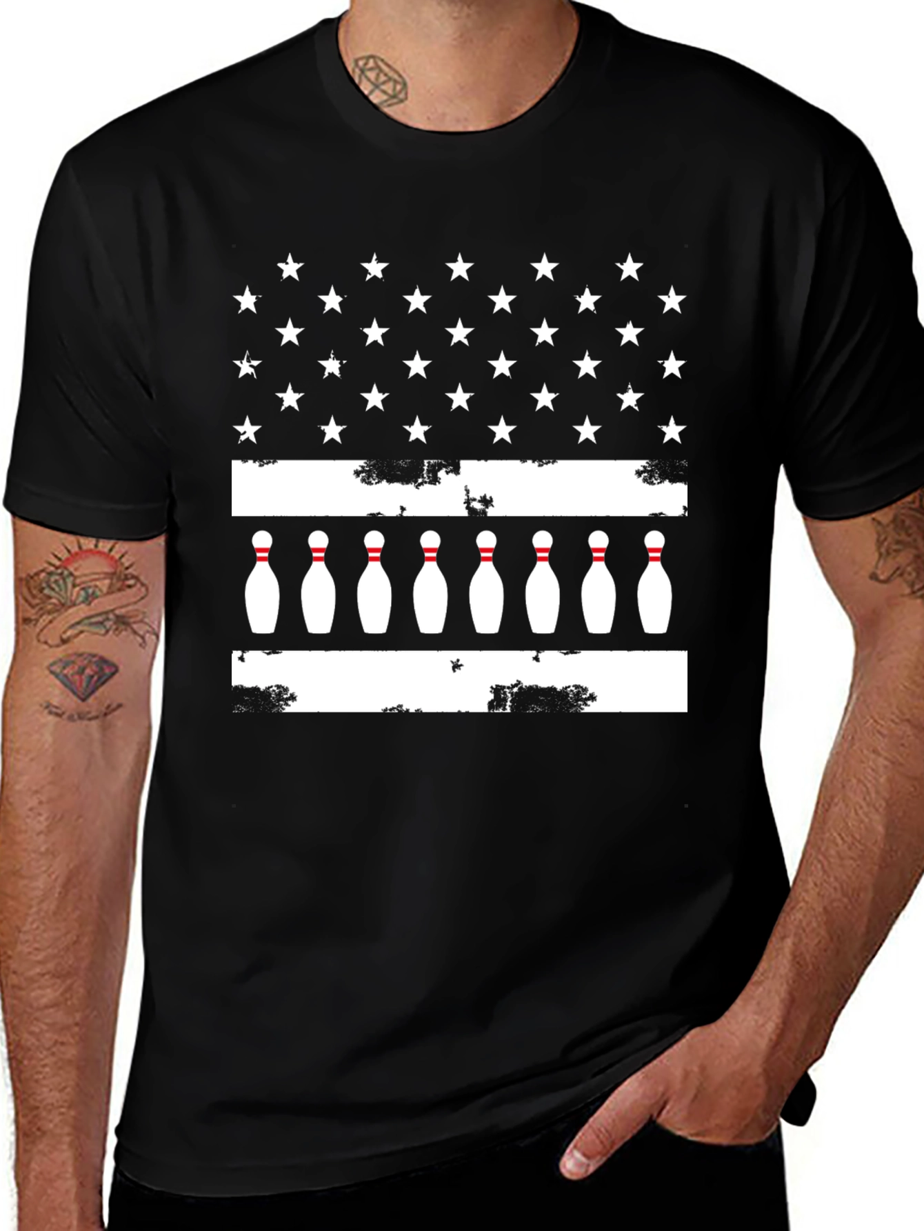 Variant 8 of Bowling American Flag T-Shirt