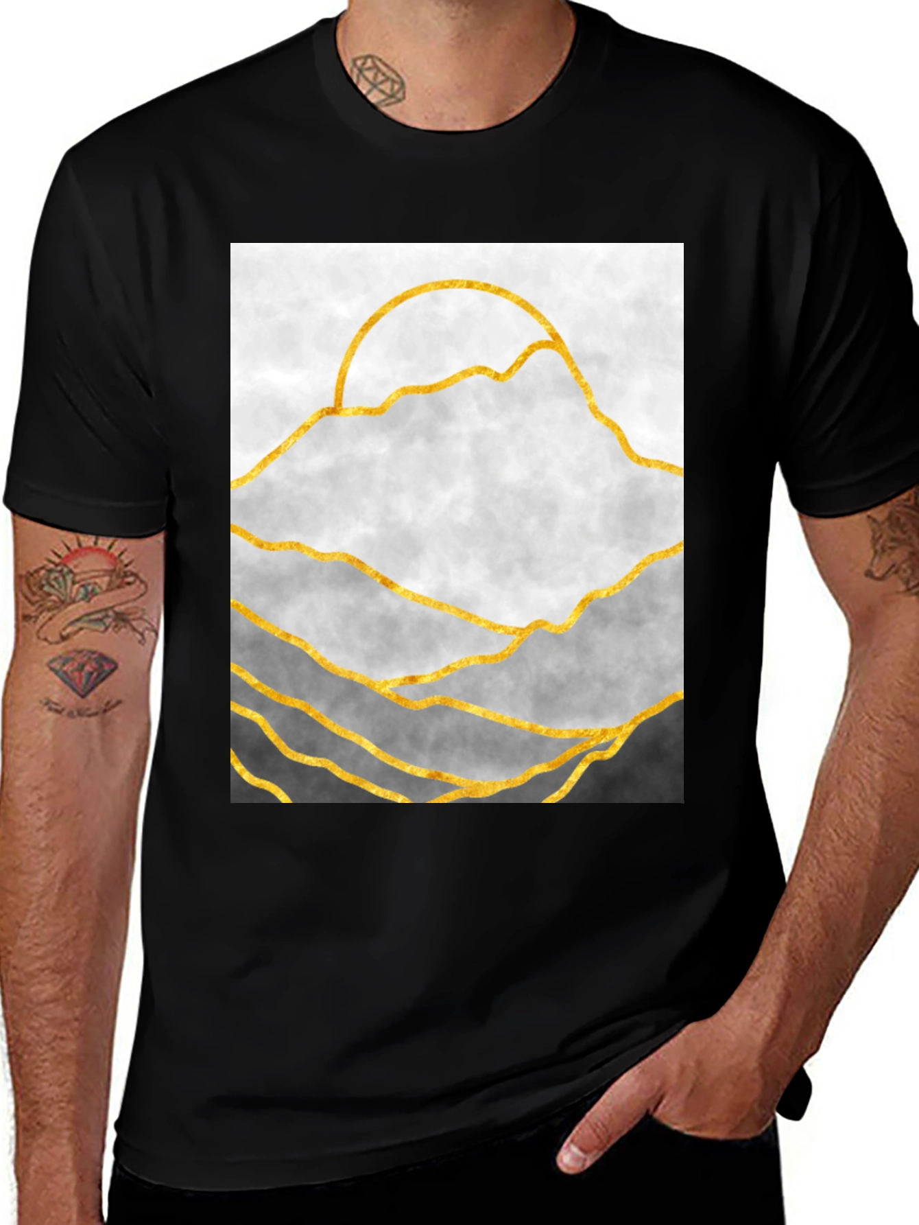 Variant 27 of Mountainscape Graphic Tee - Modern Abstract Design