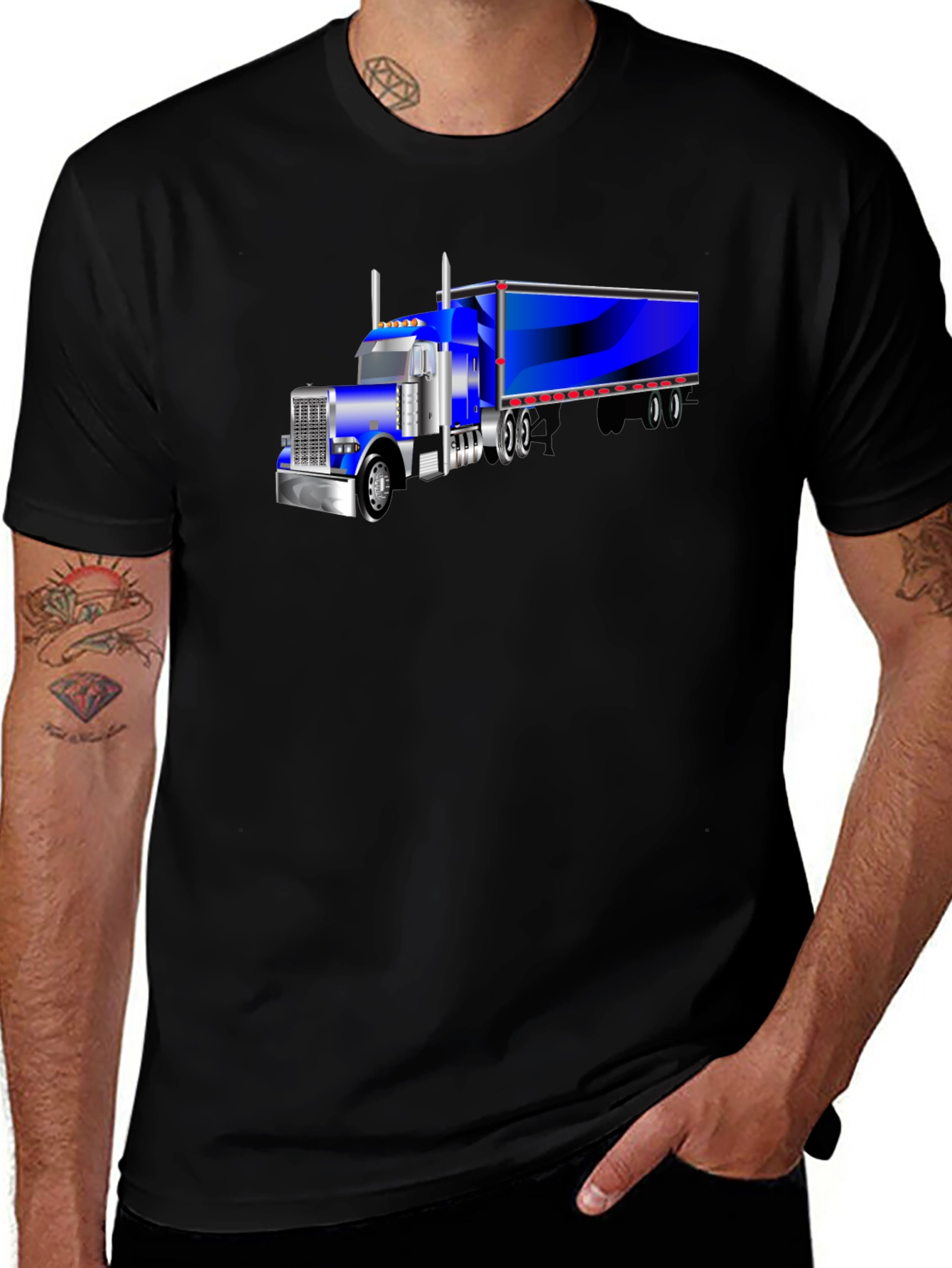 Variant 7 of Truck Graphic Tee - Black Short Sleeve Shirt
