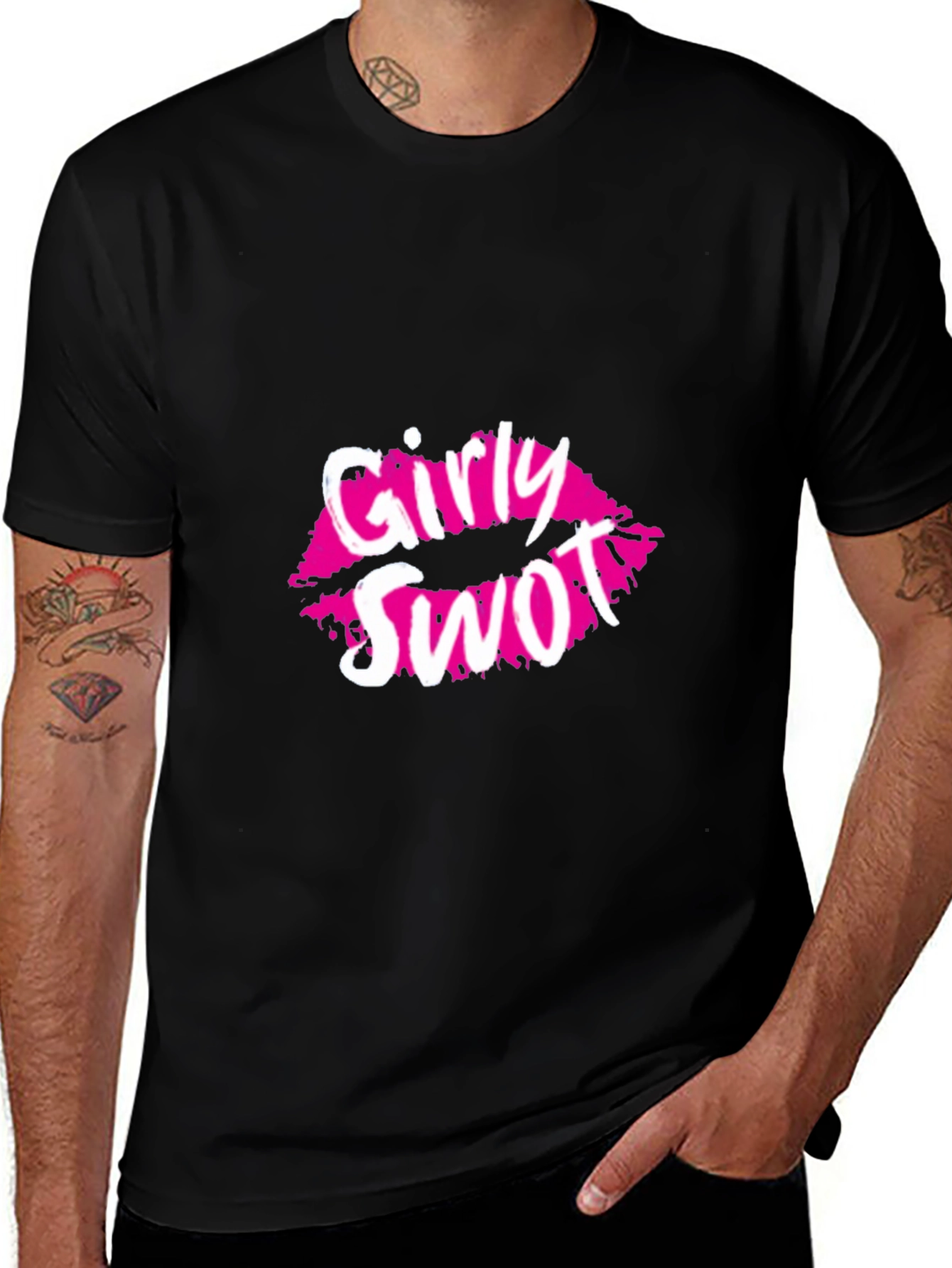 Girly Swot T-Shirt - Pink Lips Graphic Tee