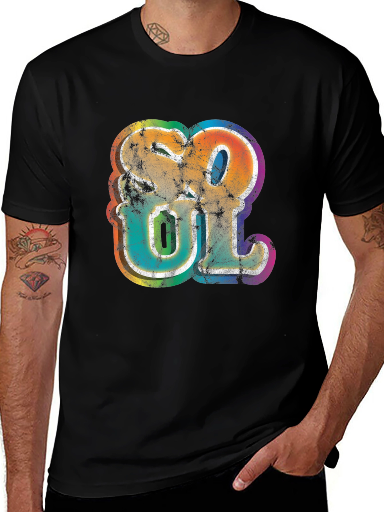 Variant 16 of Vintage Rainbow Soul Graphic Tee - Retro Style