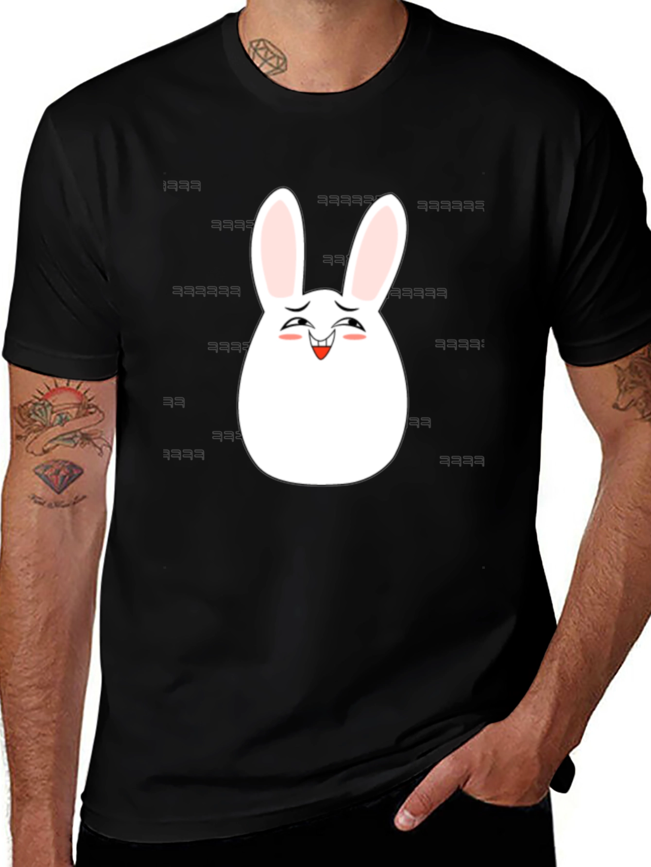 Variant 5 of Funny Easter Bunny Laughing Graphic Tee - Black
