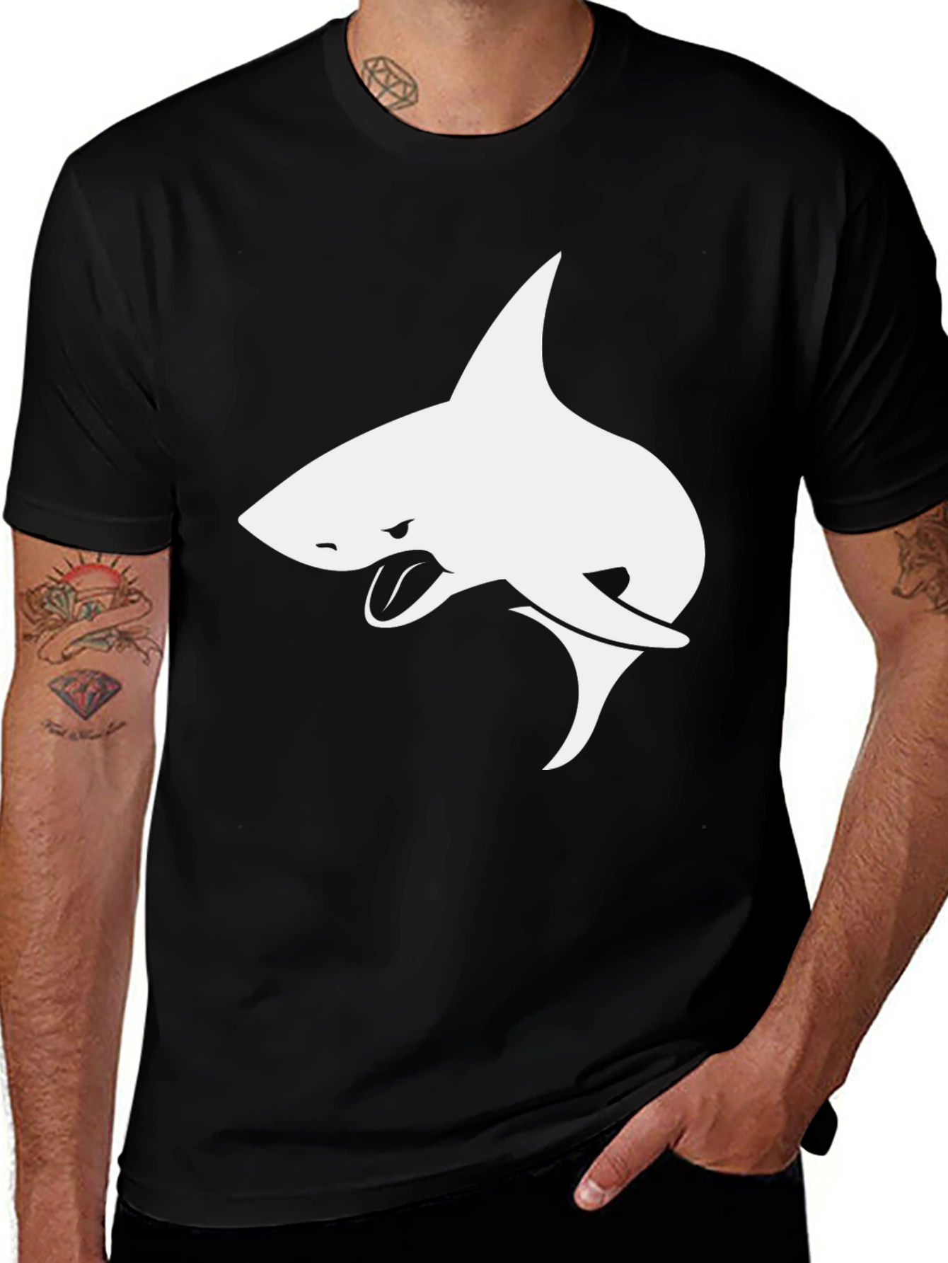Variant 22 of Shark Graphic Black T-Shirt - Men's Casual Wear