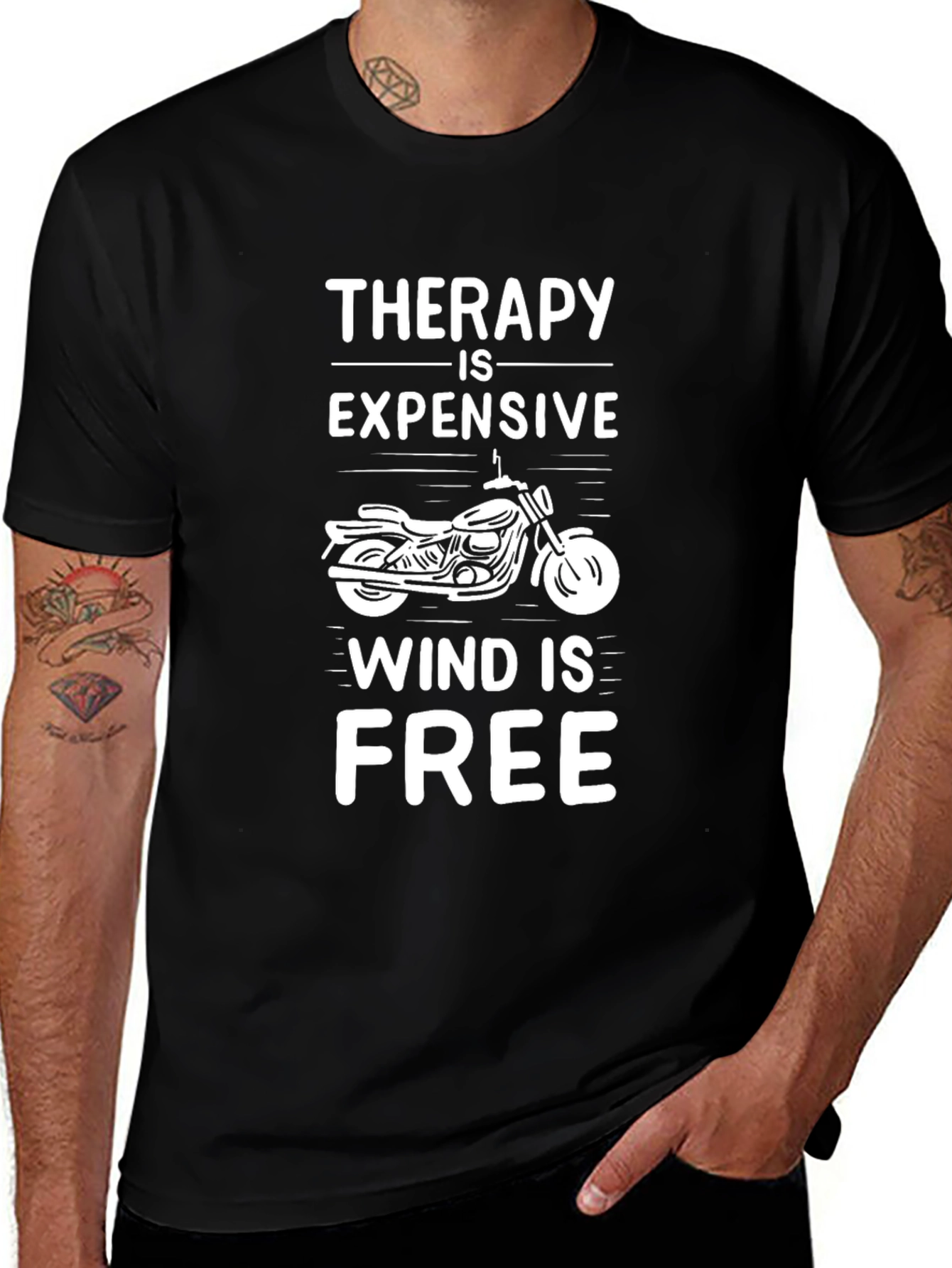 Variant 6 of Therapy is Expensive Wind is Free Motorcycle T-Shirt