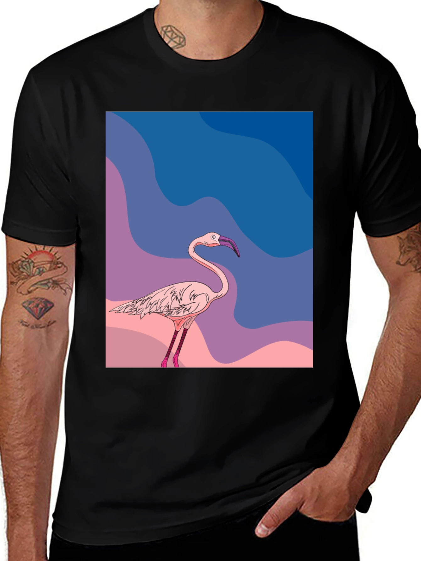 Variant 29 of Flamingo Graphic Tee - Stylish Men's Black T-Shirt