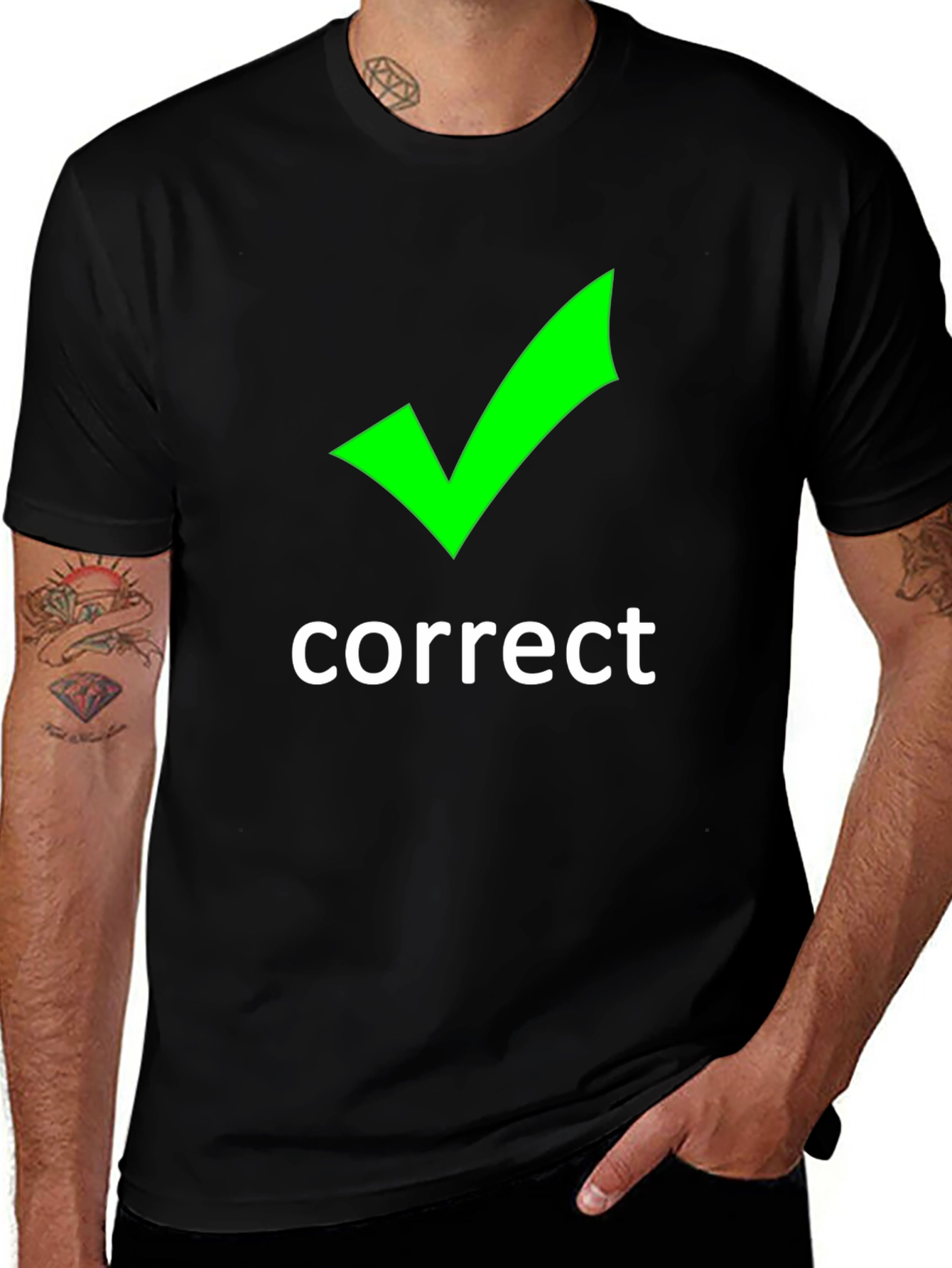 Correct Checkmark Graphic Tee - Black Cotton T-Shirt