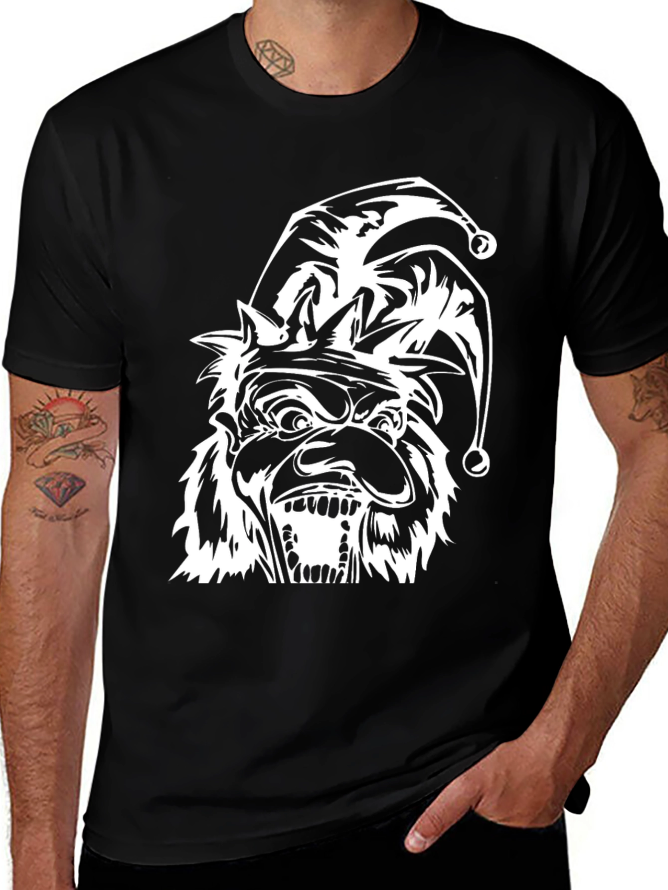 Variant 10 of Men's Black T-Shirt with Jester Graphic